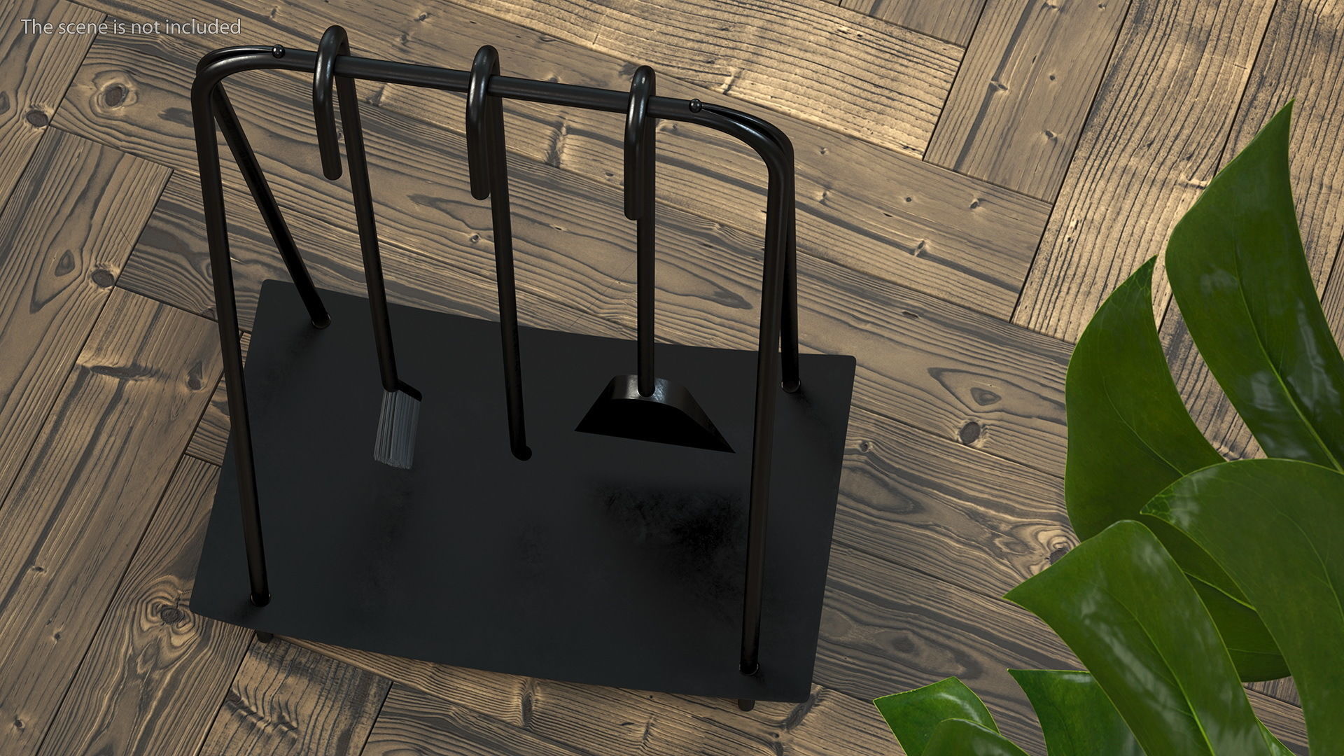 Port Fireplace Tools Black 3D model_5