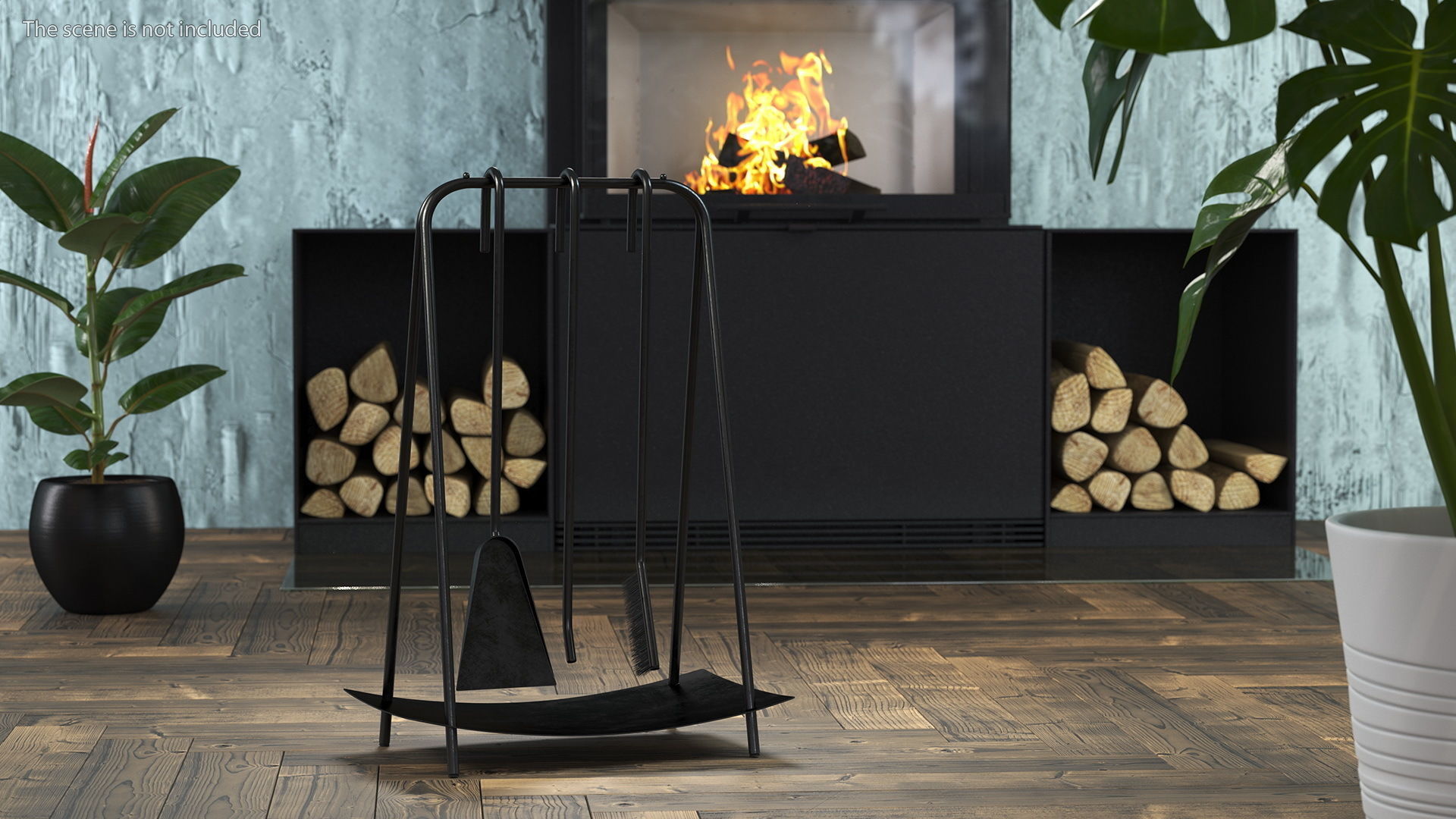 Port Fireplace Tools Black 3D model_1