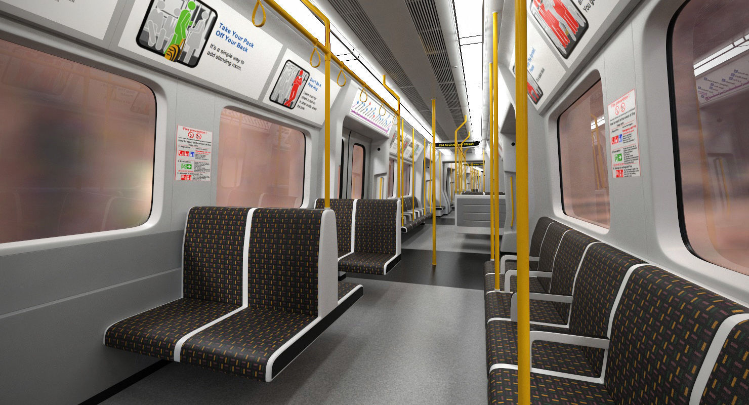 London Subway Train S8 Rigged 3D model_5