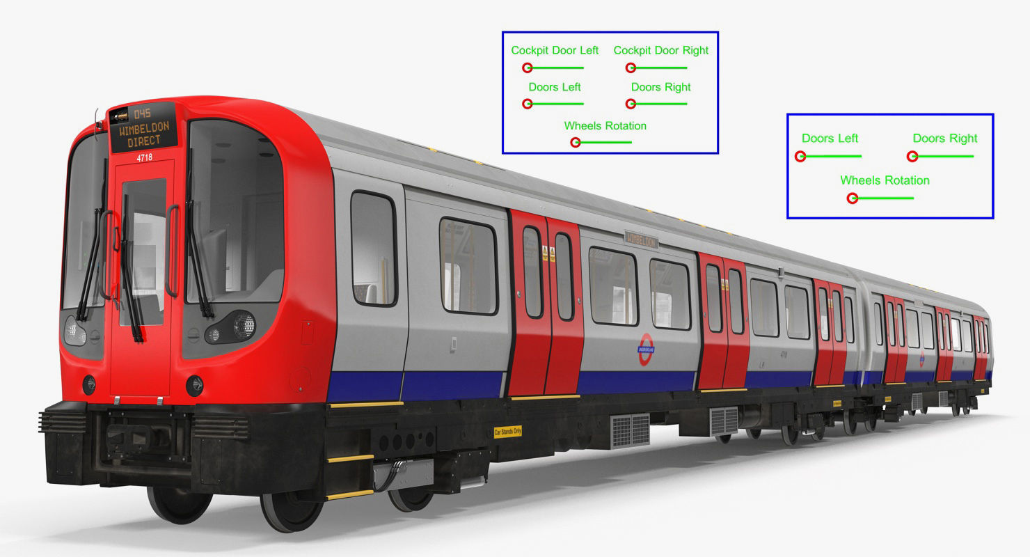 London Subway Train S8 Rigged 3D model_6