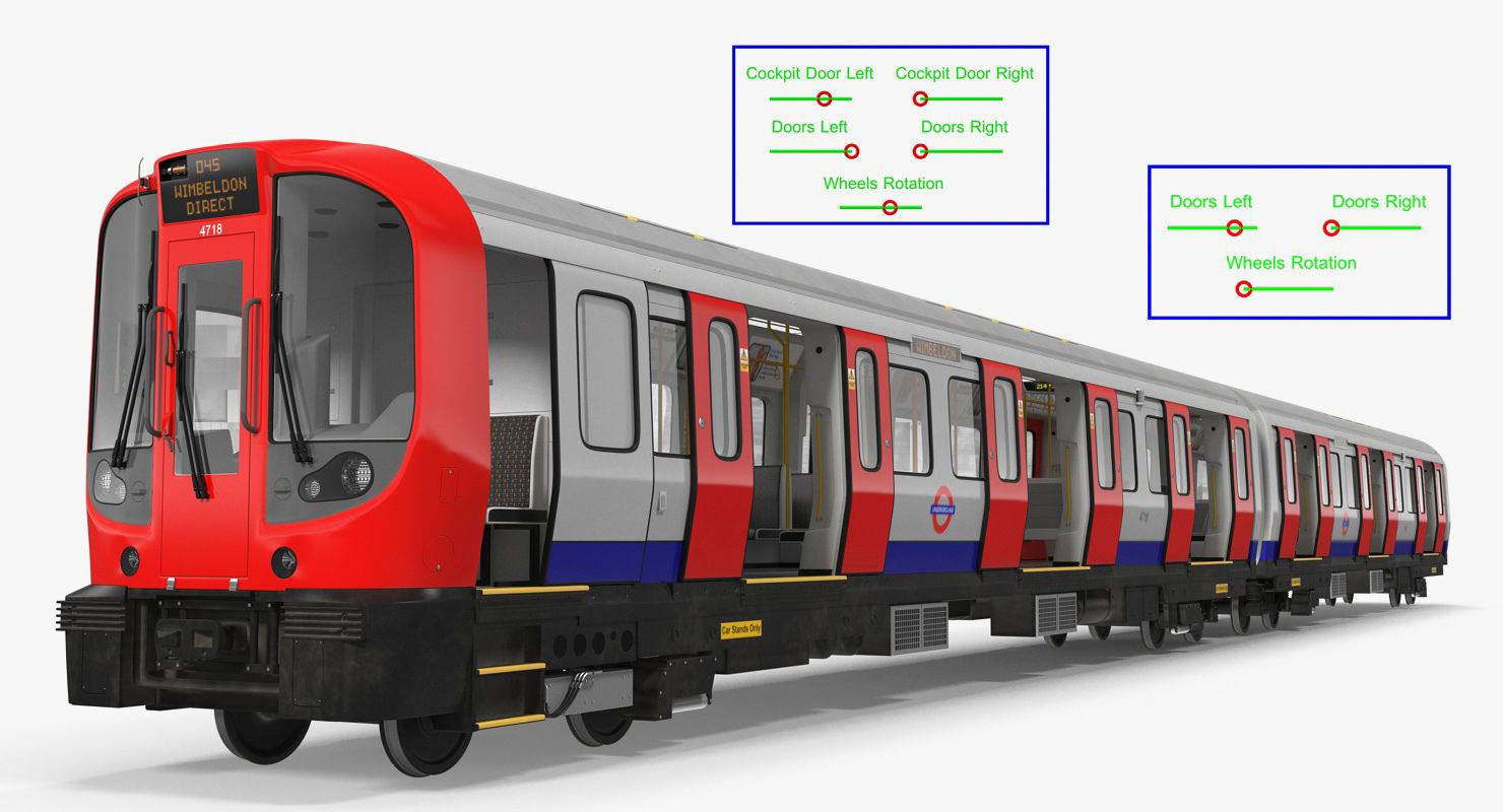 London Subway Train S8 Rigged 3D model_7