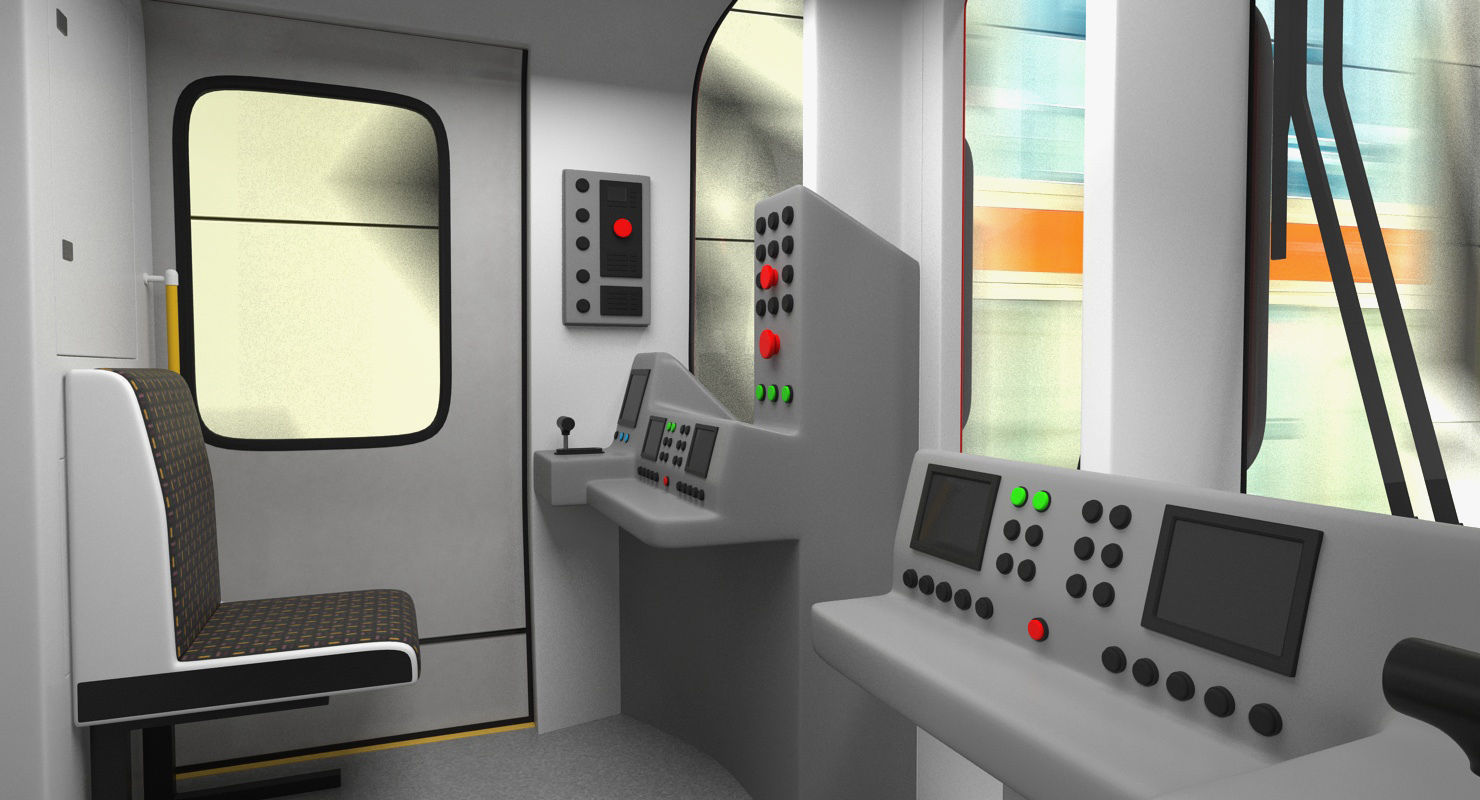 London Subway Train S8 Locomotive Rigged 3D model_5