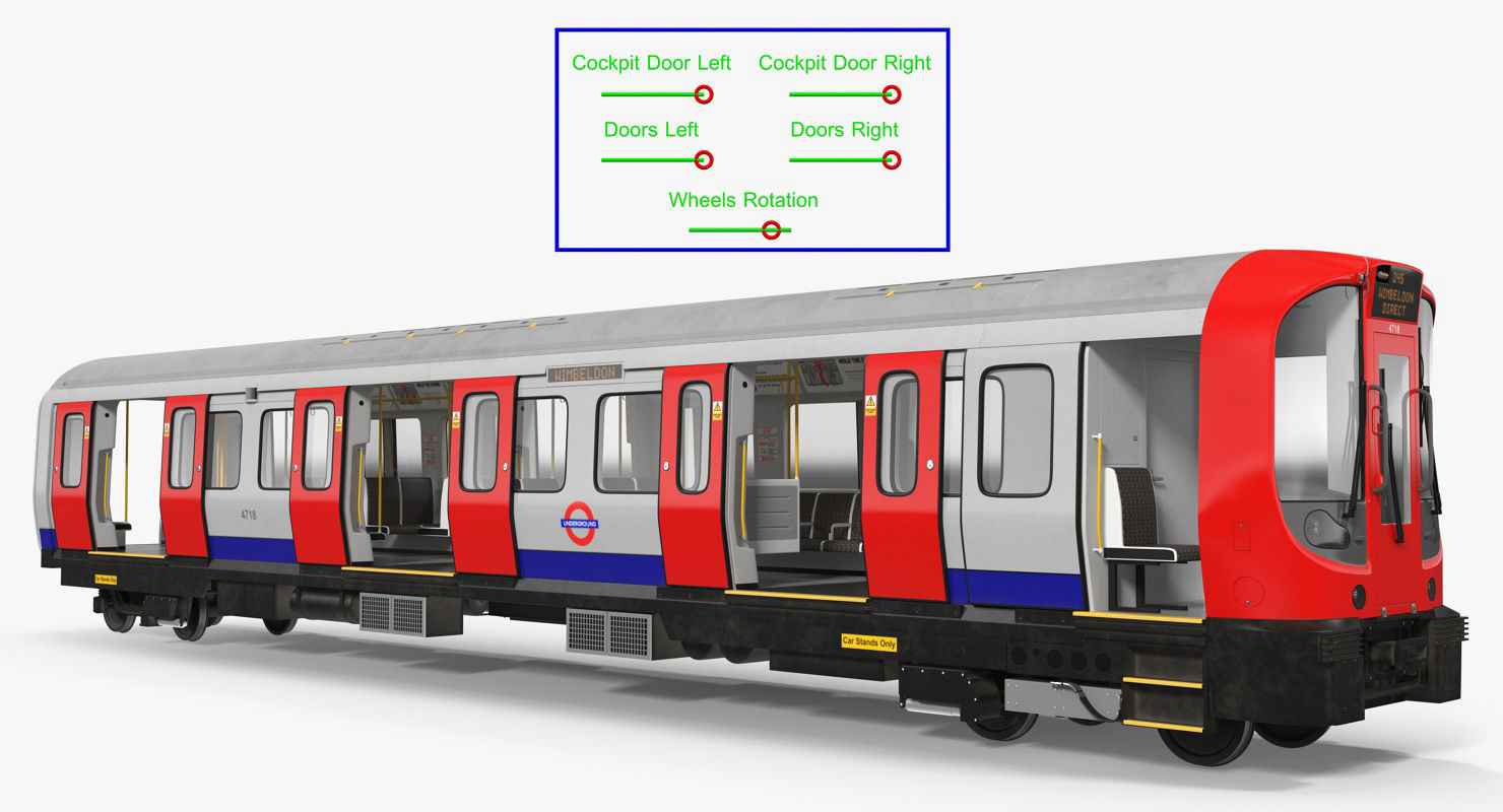 London Subway Train S8 Locomotive Rigged 3D model_7