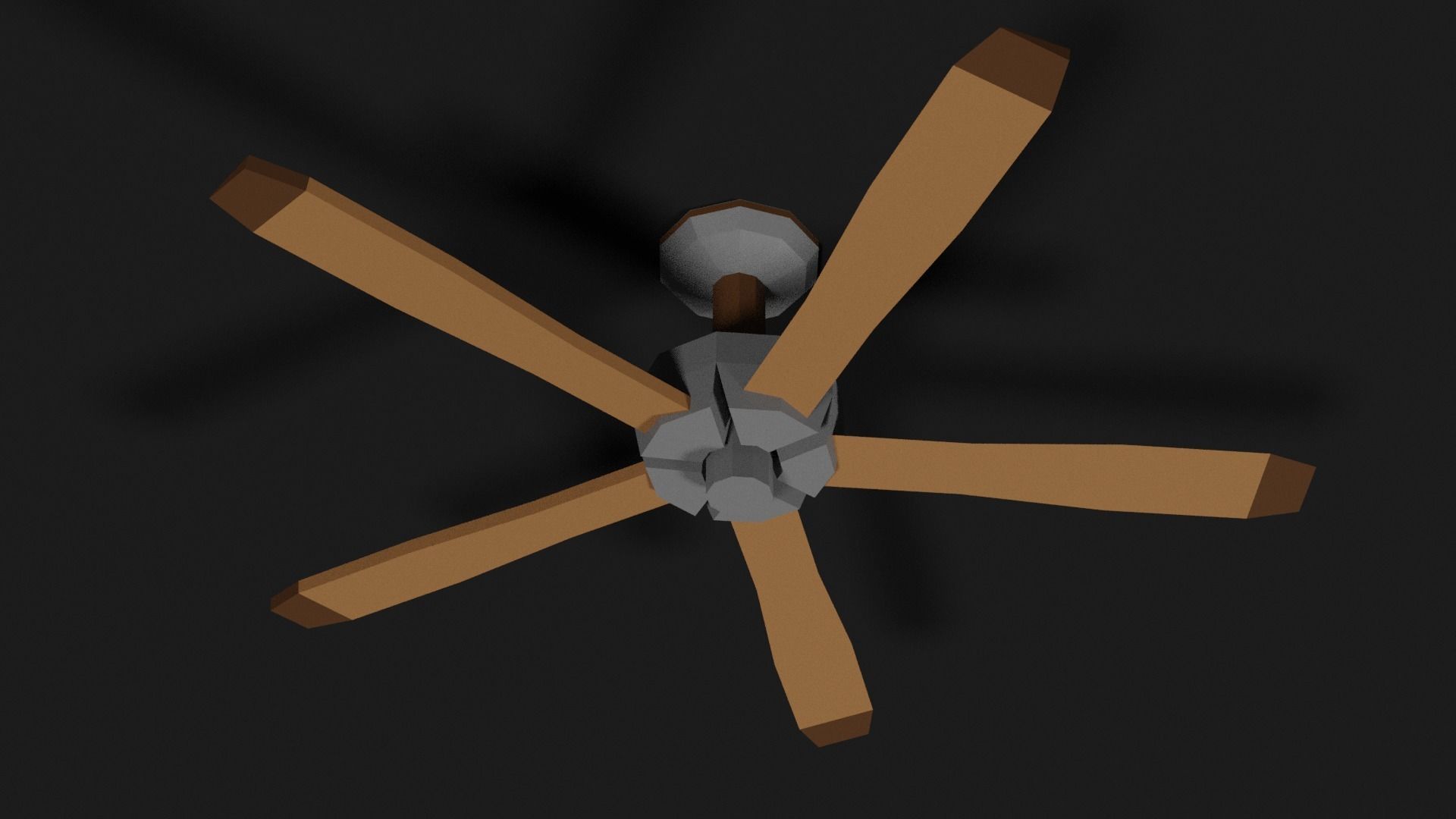 Lowpoly Ceilingfan ceiling fan with wooden blades Low-poly 3D model_21