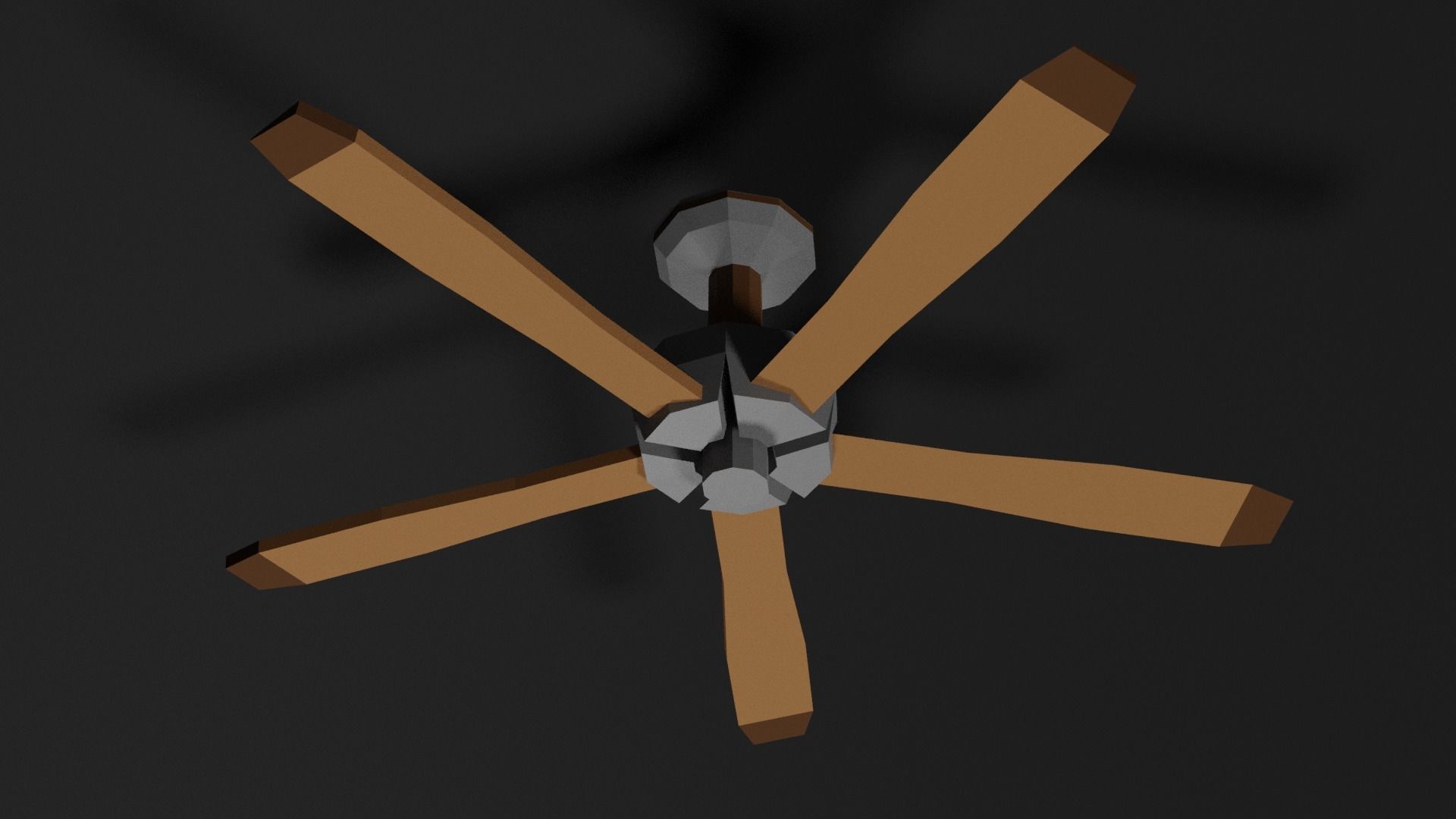 Lowpoly Ceilingfan ceiling fan with wooden blades Low-poly 3D model_3