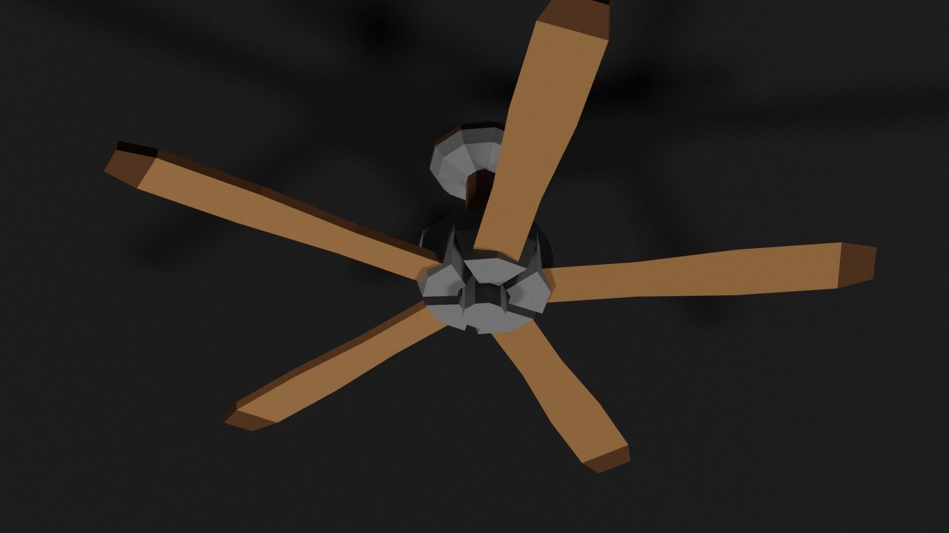 Lowpoly Ceilingfan ceiling fan with wooden blades Low-poly 3D model_7