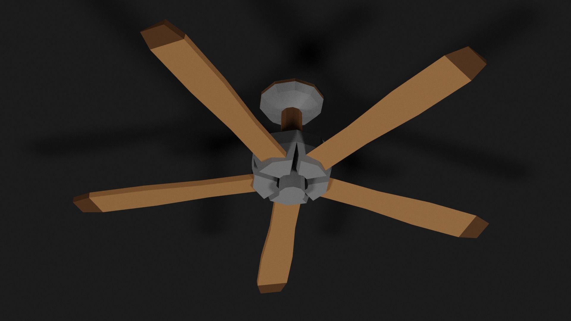 Lowpoly Ceilingfan ceiling fan with wooden blades Low-poly 3D model_17