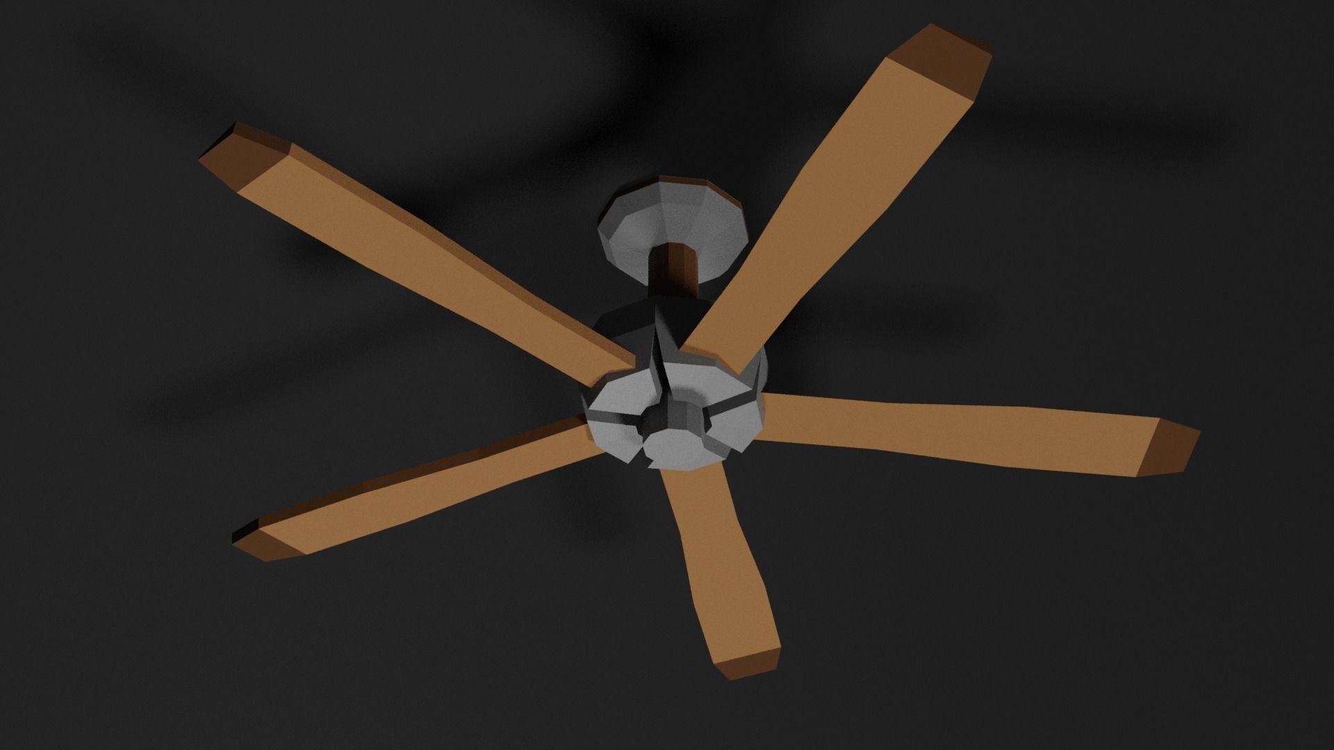 Lowpoly Ceilingfan ceiling fan with wooden blades Low-poly 3D model_2