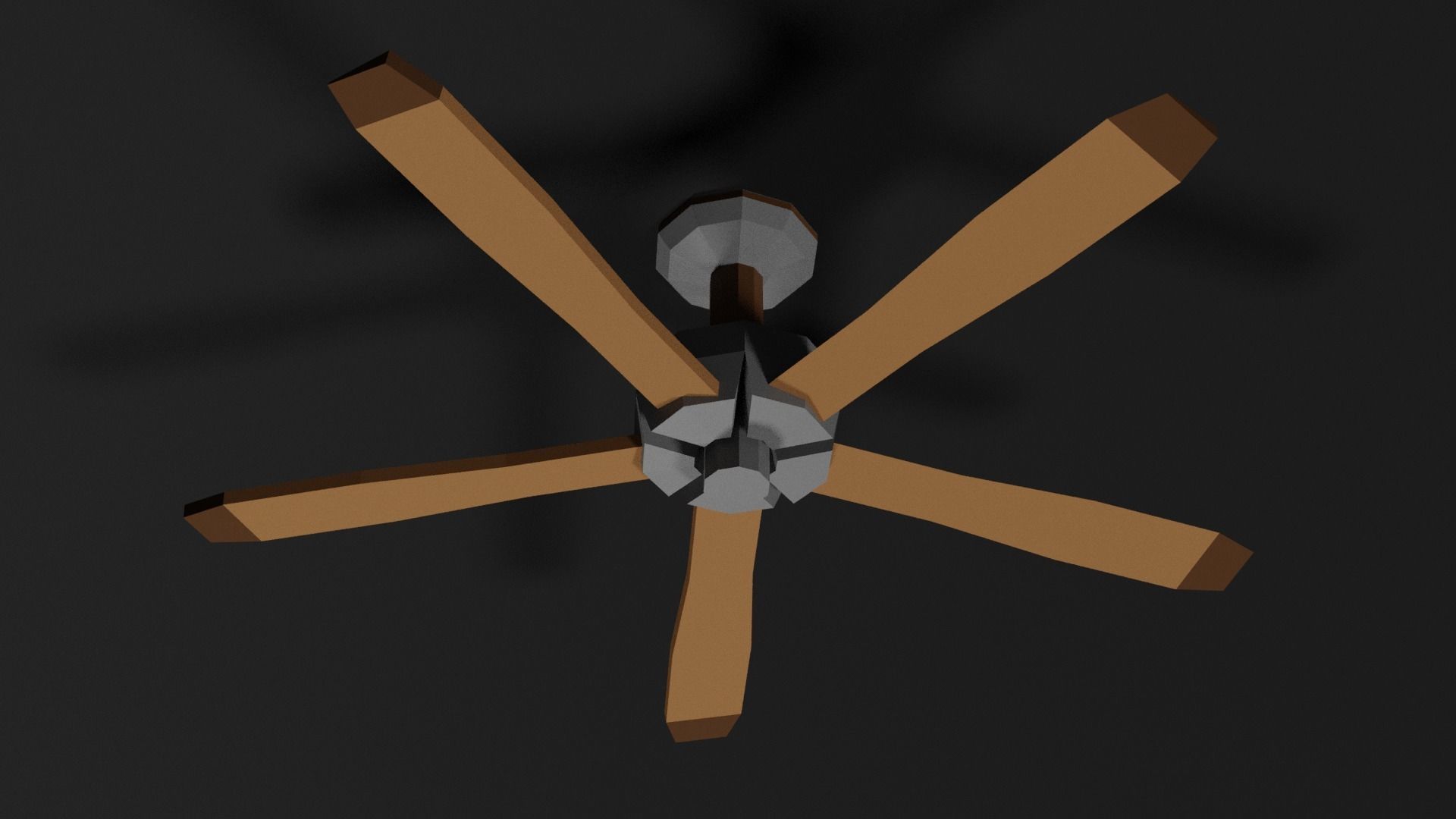 Lowpoly Ceilingfan ceiling fan with wooden blades Low-poly 3D model_4