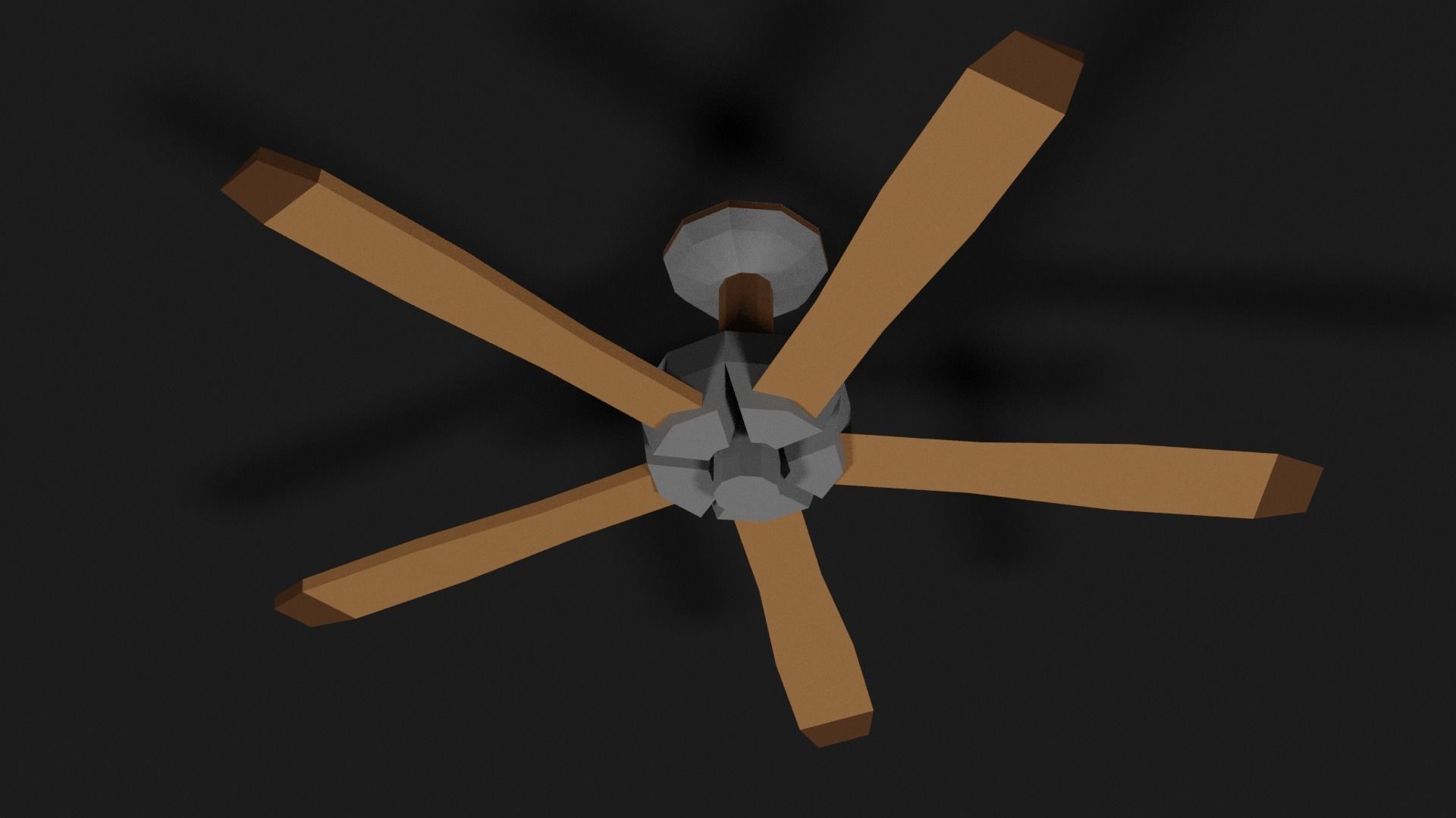 Lowpoly Ceilingfan ceiling fan with wooden blades Low-poly 3D model_16