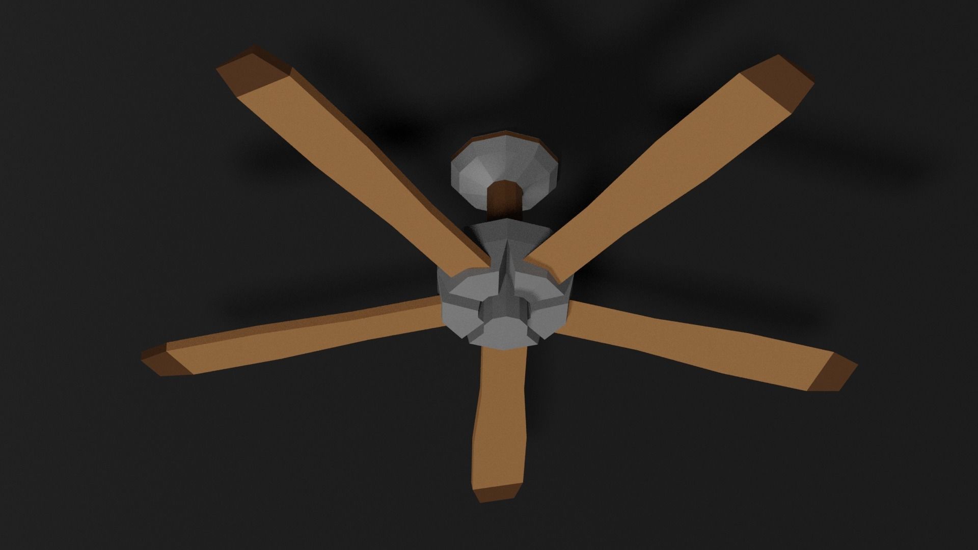 Lowpoly Ceilingfan ceiling fan with wooden blades Low-poly 3D model_13