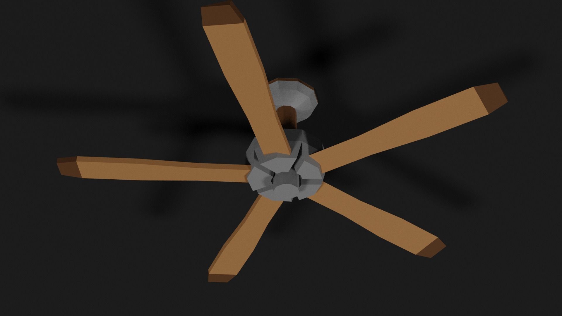 Lowpoly Ceilingfan ceiling fan with wooden blades Low-poly 3D model_18