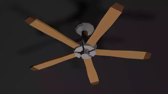 Lowpoly Ceilingfan ceiling fan with wooden blades