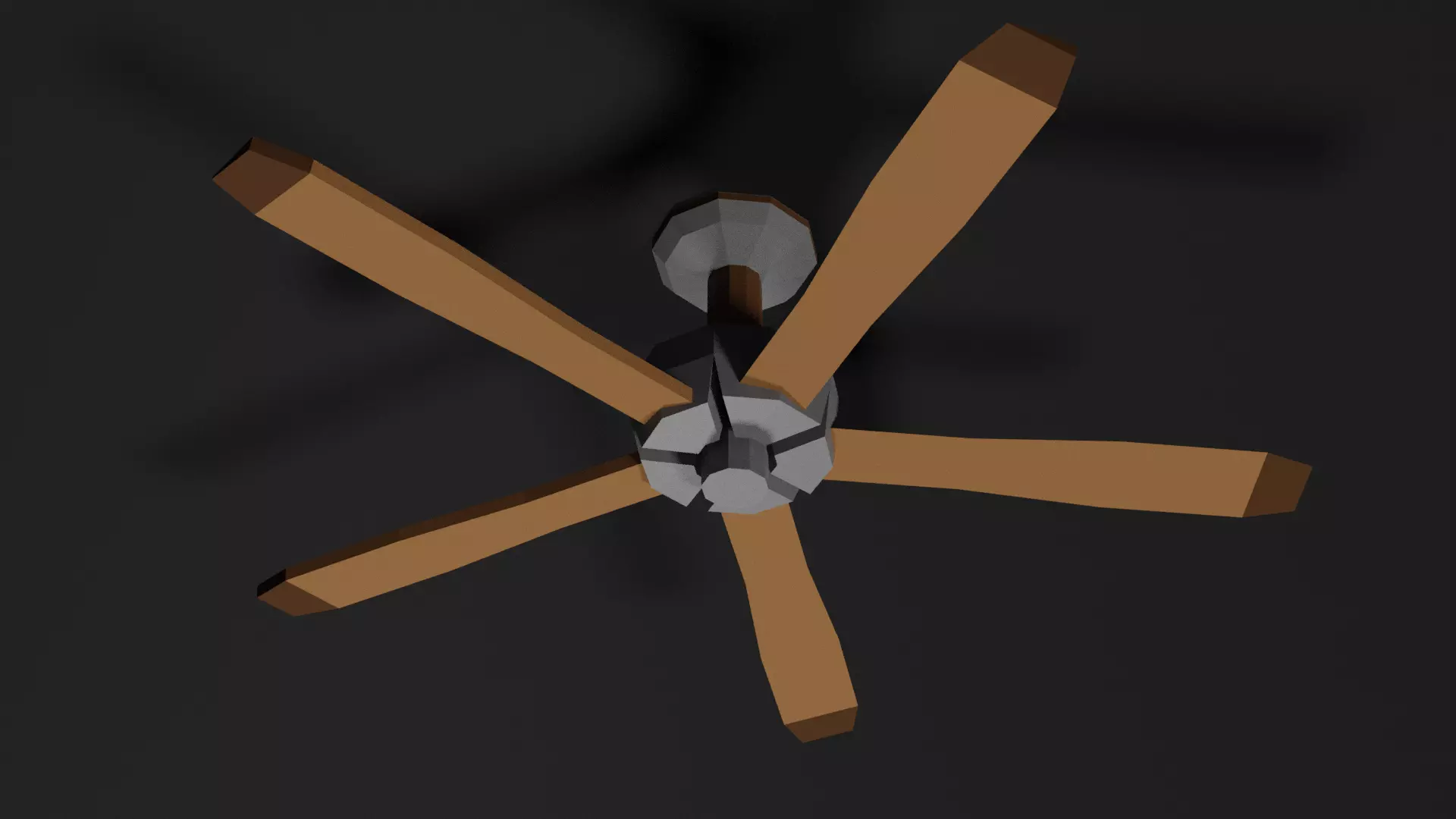 Lowpoly Ceilingfan ceiling fan with wooden blades Low-poly 3D model_0