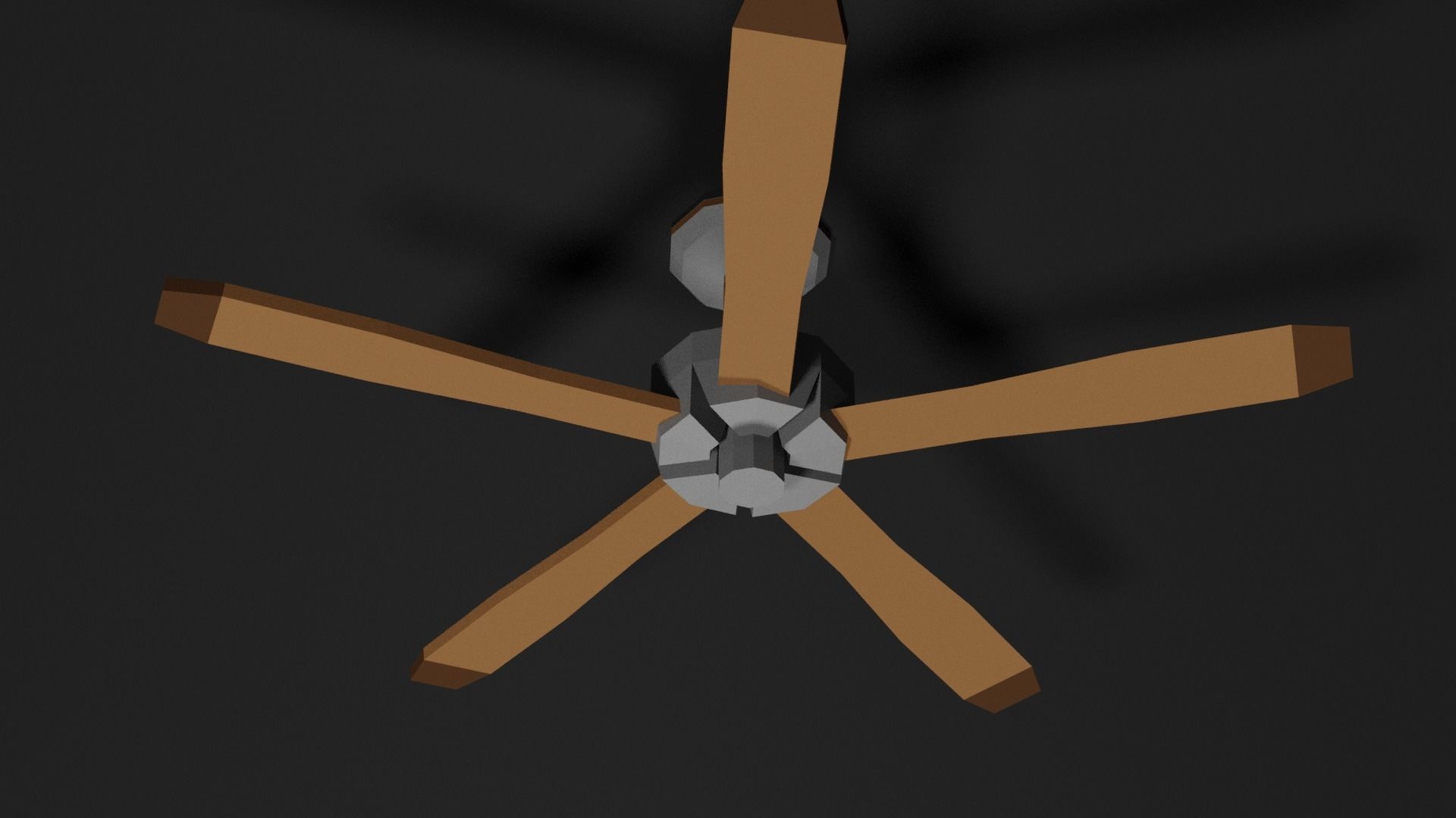 Lowpoly Ceilingfan ceiling fan with wooden blades Low-poly 3D model_11