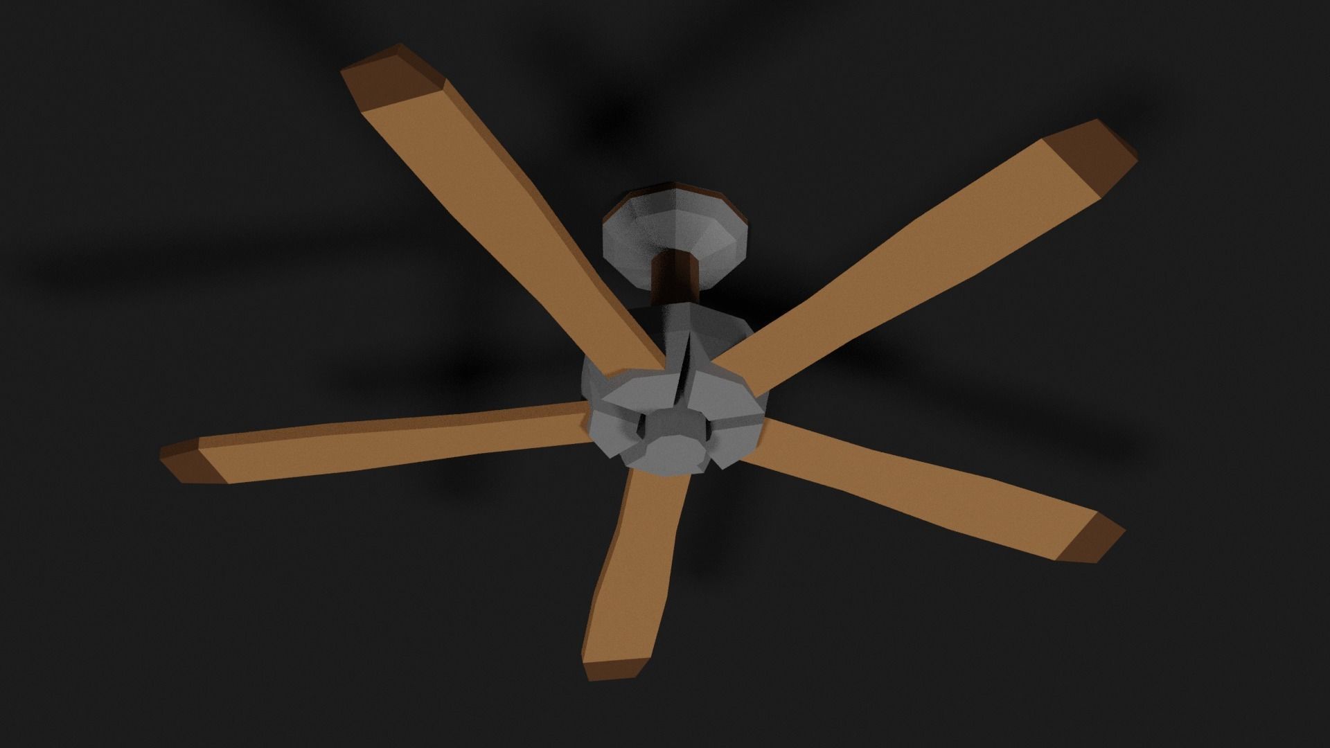 Lowpoly Ceilingfan ceiling fan with wooden blades Low-poly 3D model_29