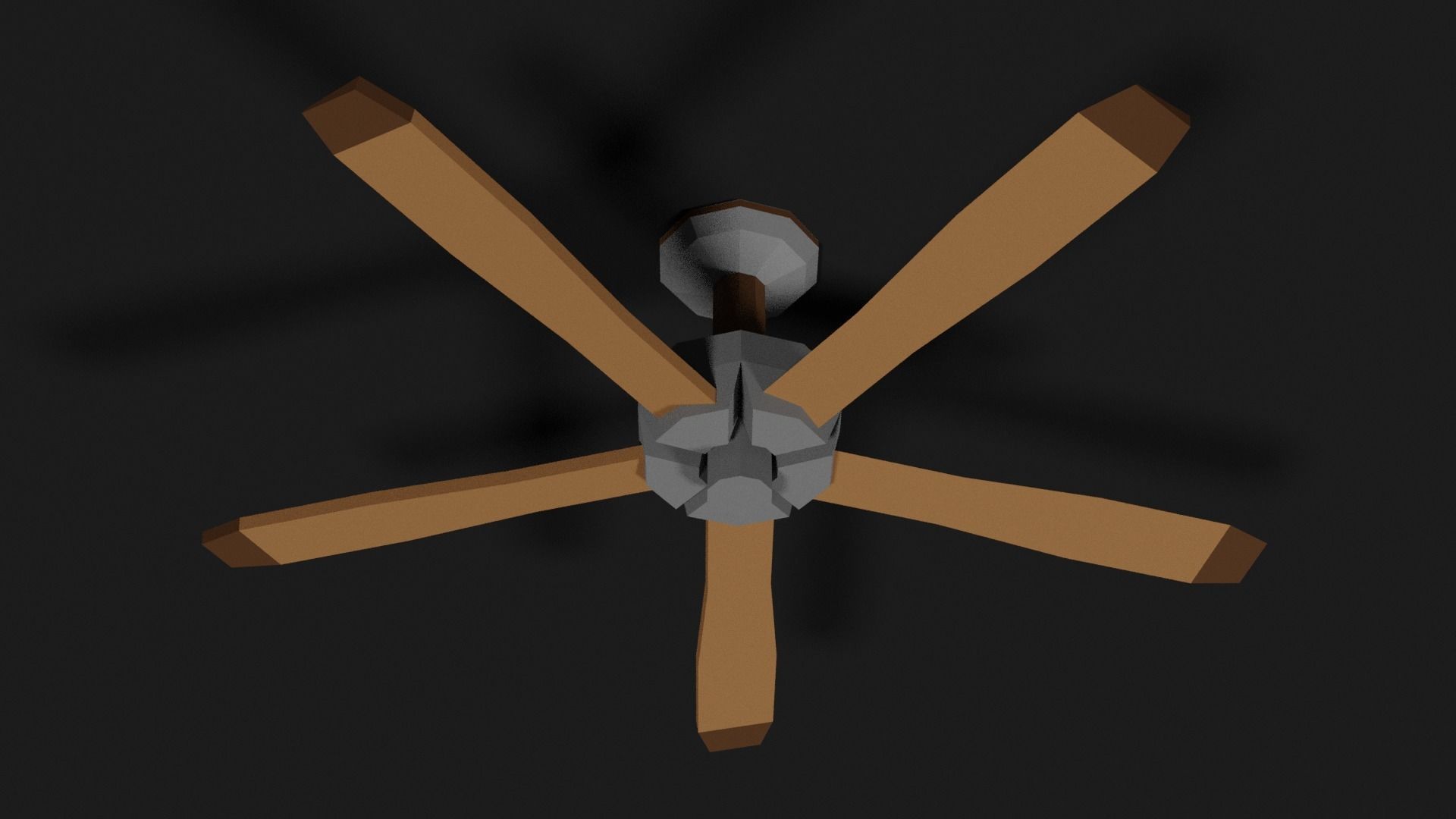 Lowpoly Ceilingfan ceiling fan with wooden blades Low-poly 3D model_24