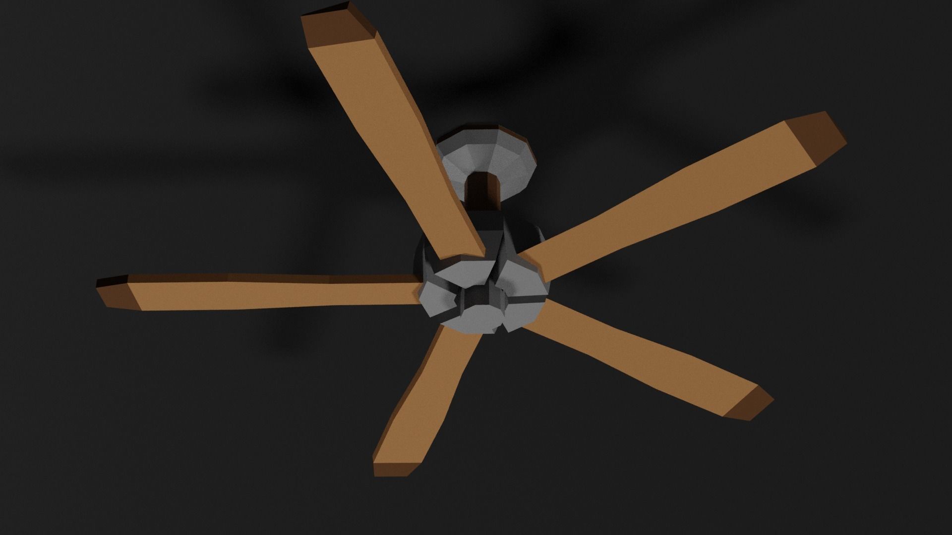 Lowpoly Ceilingfan ceiling fan with wooden blades Low-poly 3D model_5