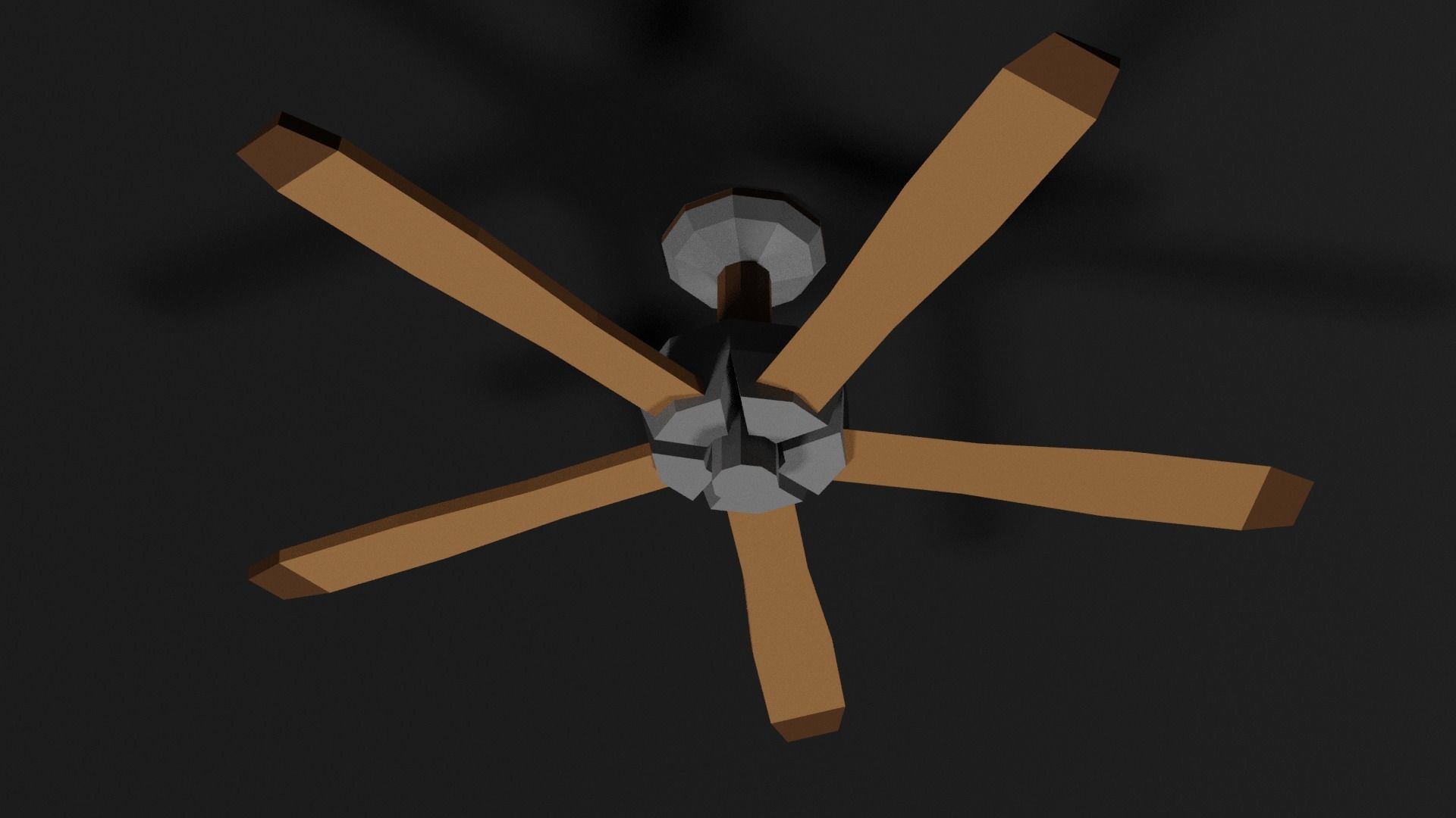 Lowpoly Ceilingfan ceiling fan with wooden blades Low-poly 3D model_8