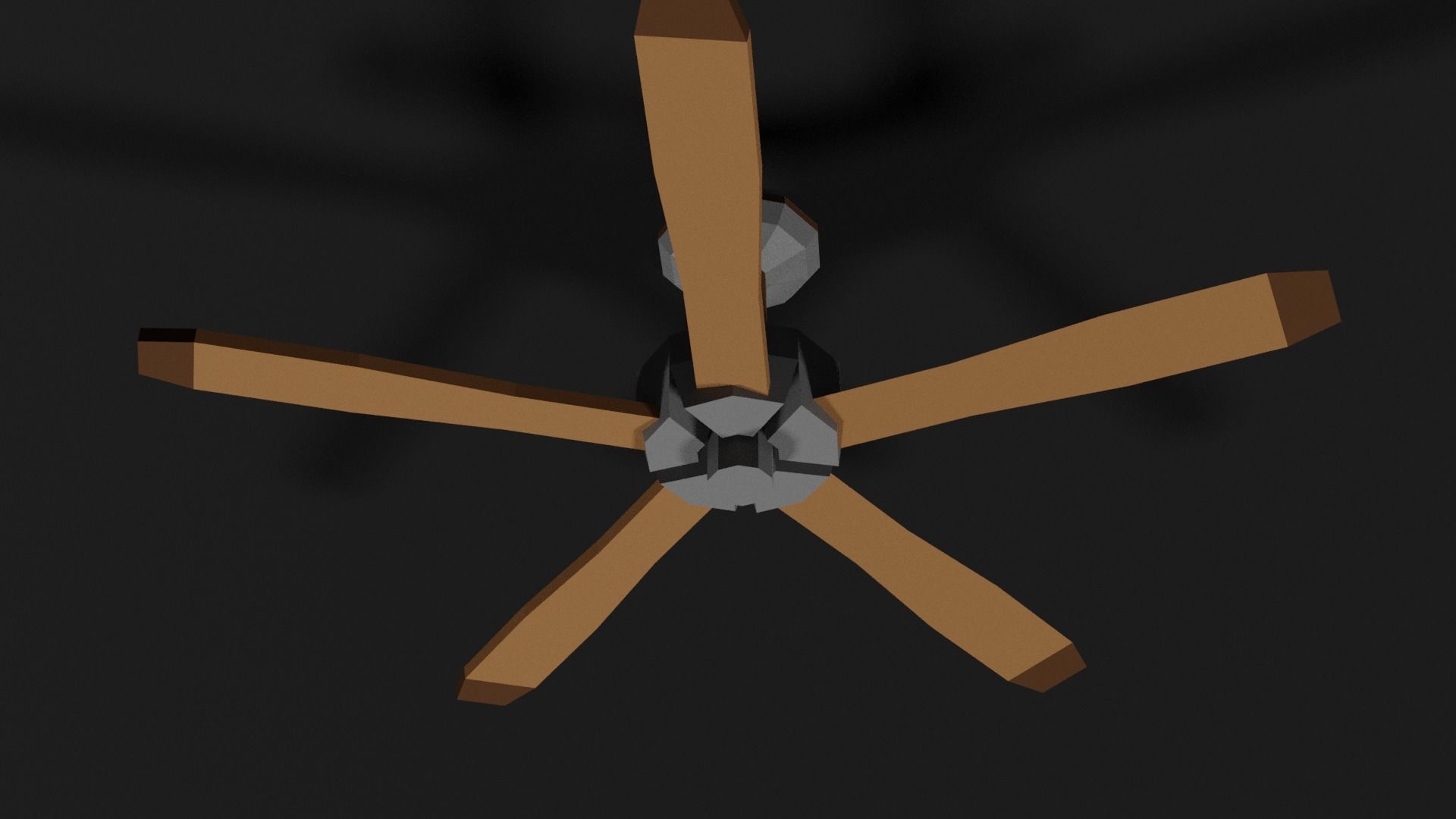 Lowpoly Ceilingfan ceiling fan with wooden blades Low-poly 3D model_6
