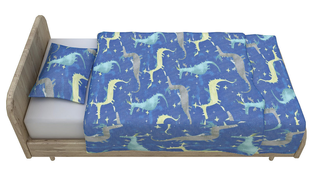 Kids single wooden bed 3D model_3