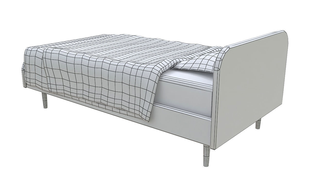 Kids single wooden bed 3D model_9