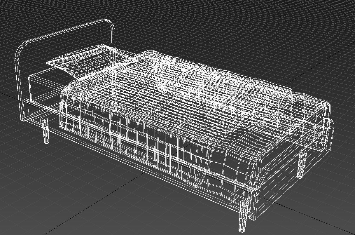 Kids single wooden bed 3D model_14