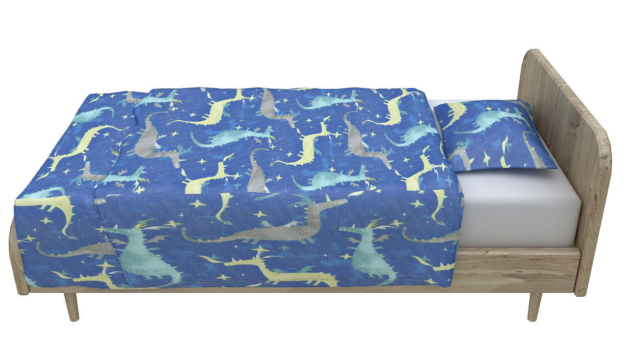 Kids single wooden bed 3D model_1