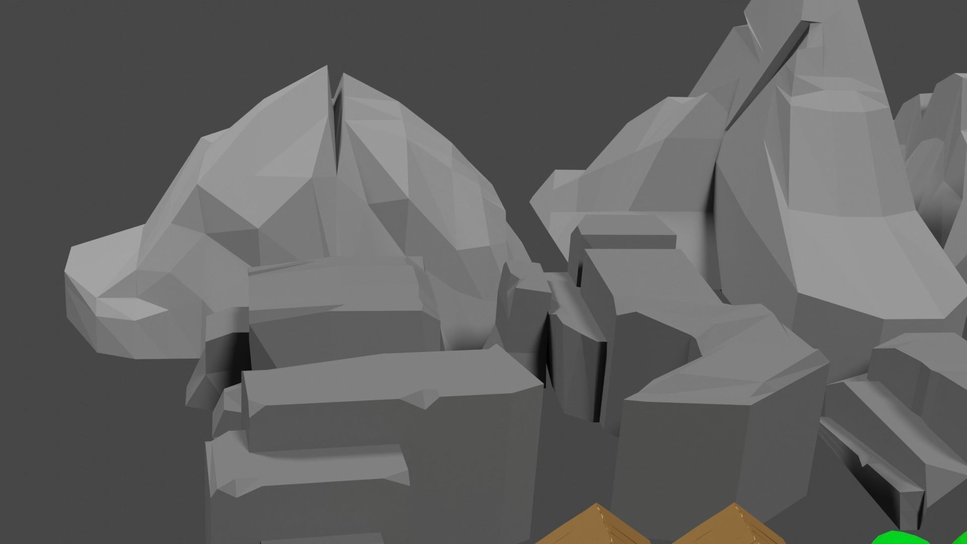 Lowpoly Natureset house with trees and rocks Low-poly 3D model_24