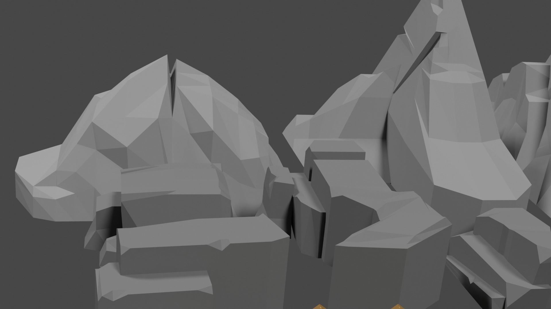 Lowpoly Natureset house with trees and rocks Low-poly 3D model_23