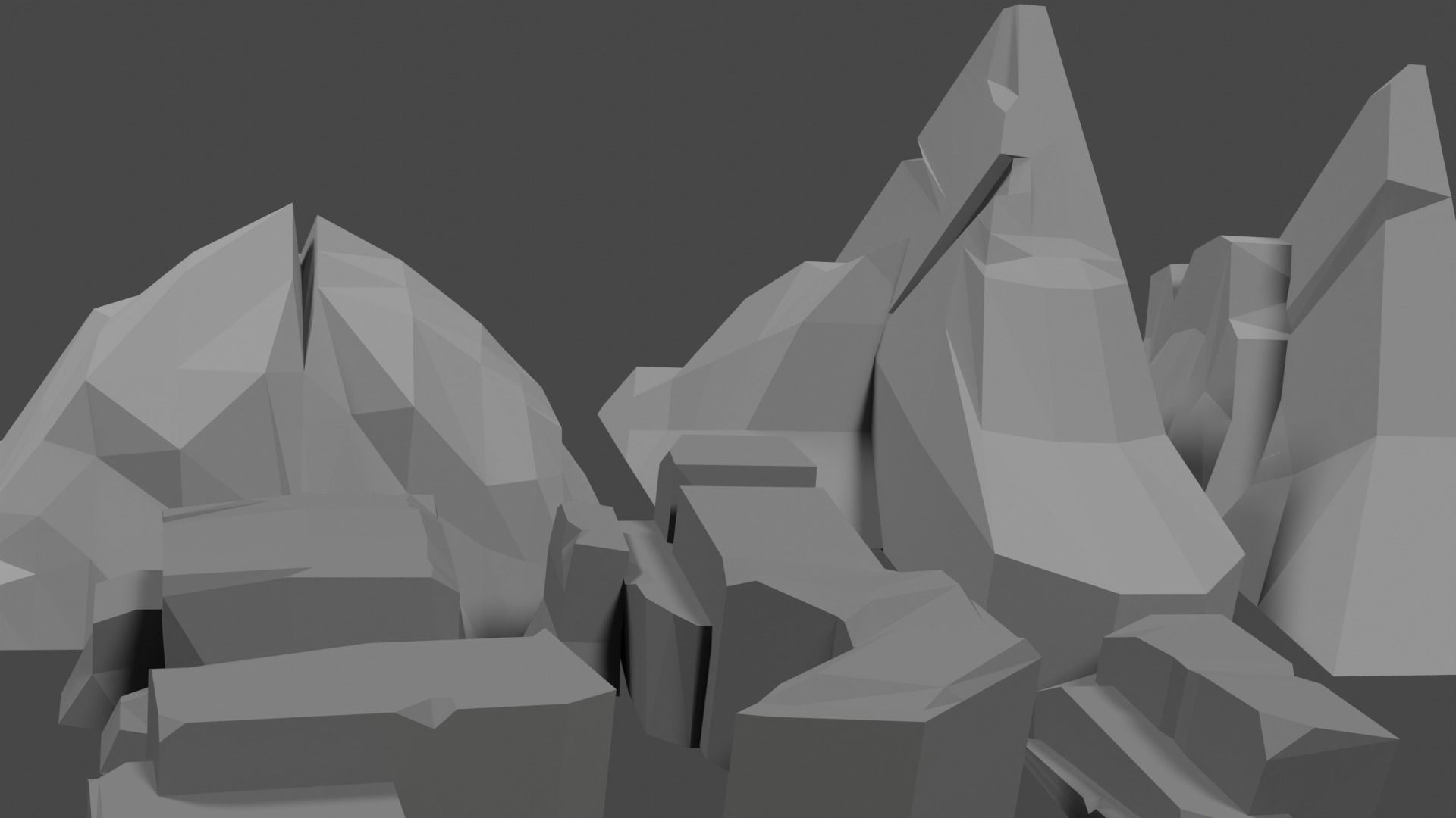 Lowpoly Natureset house with trees and rocks Low-poly 3D model_21