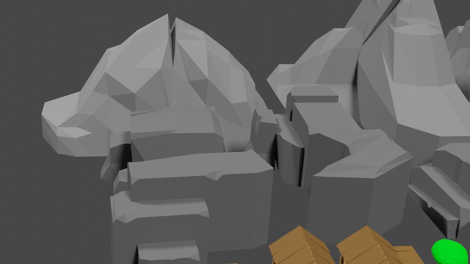 Lowpoly Natureset house with trees and rocks Low-poly 3D model_25