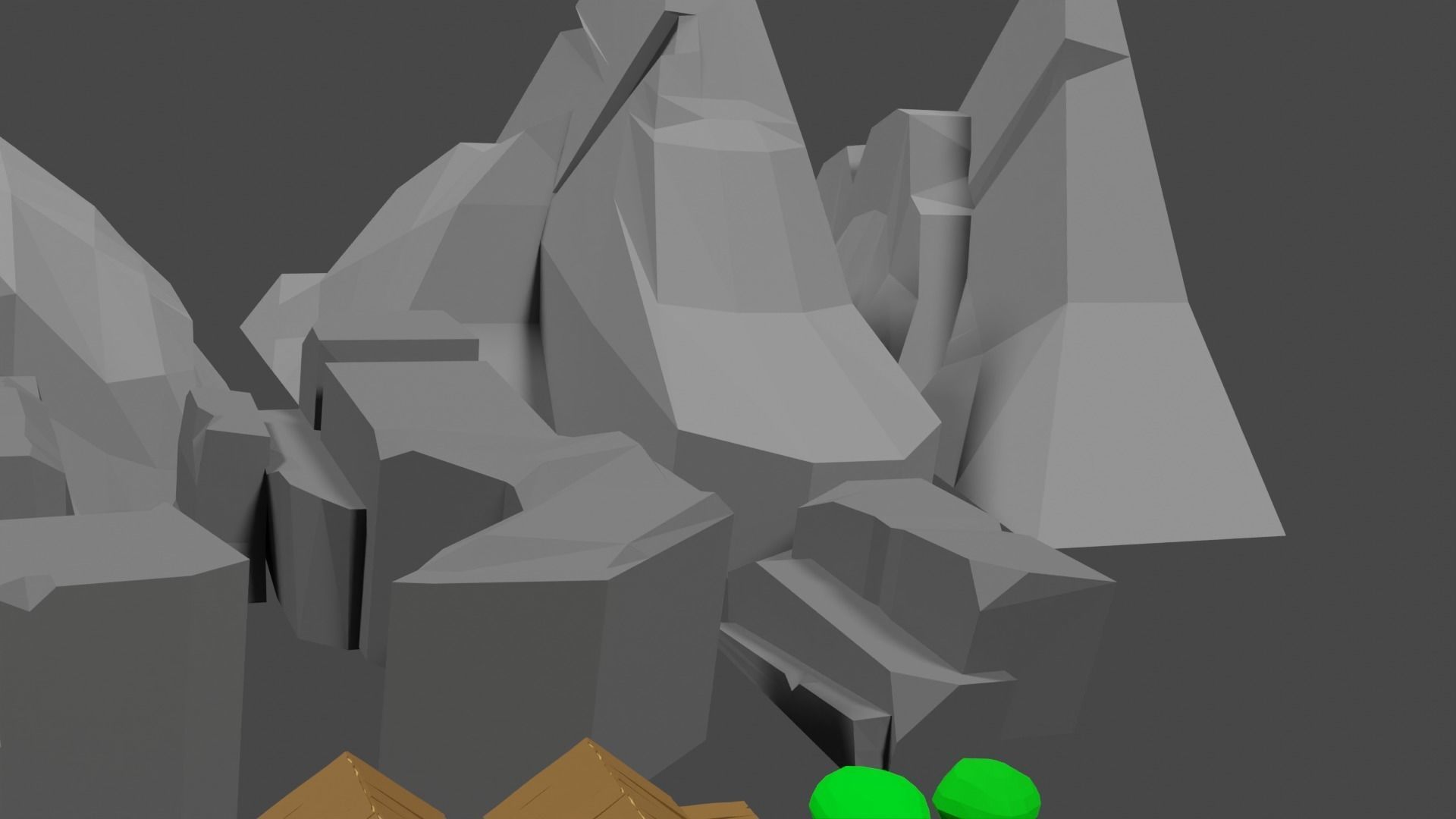 Lowpoly Natureset house with trees and rocks Low-poly 3D model_17