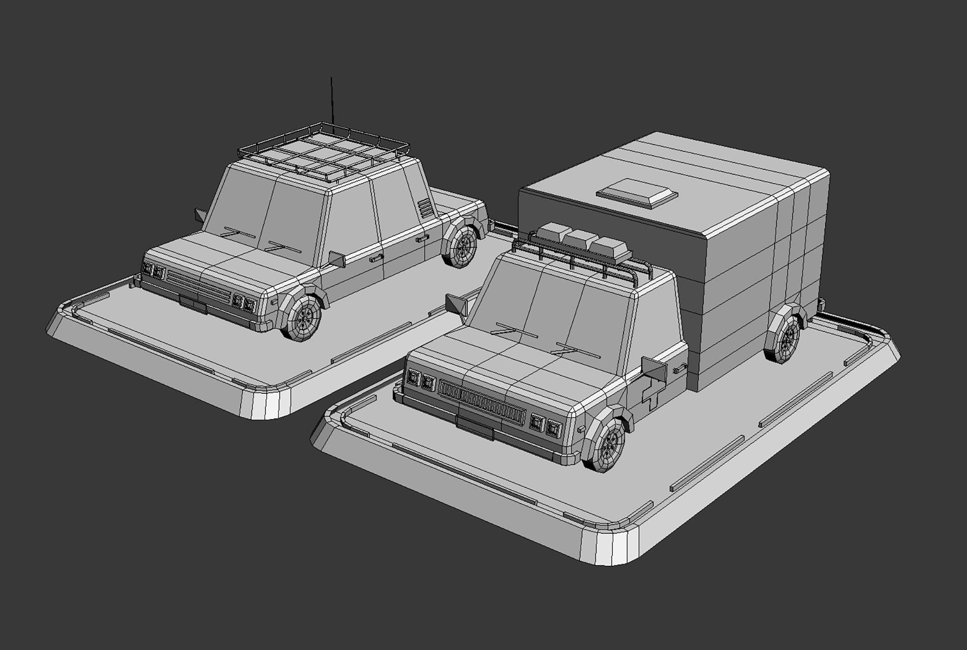 2 Cartoon Low Poly Cars - Set 02 Low-poly 3D model_8