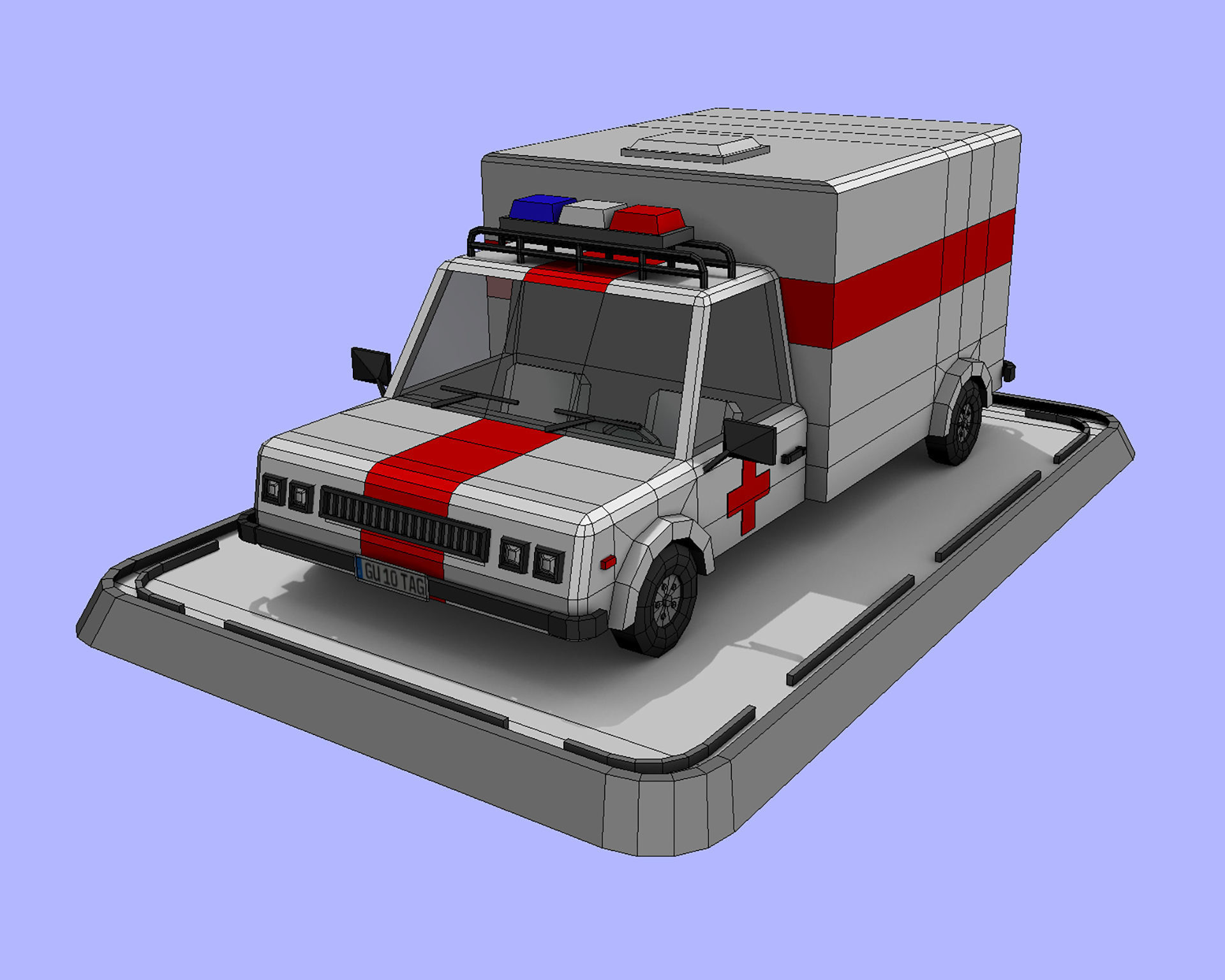 2 Cartoon Low Poly Cars - Set 02 Low-poly 3D model_7
