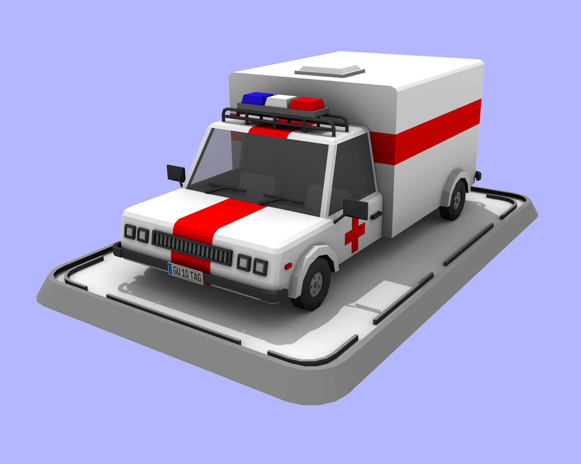 2 Cartoon Low Poly Cars - Set 02 Low-poly 3D model_6