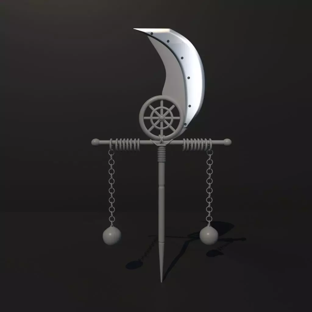Weapon clock with crescent moon Free 3D model