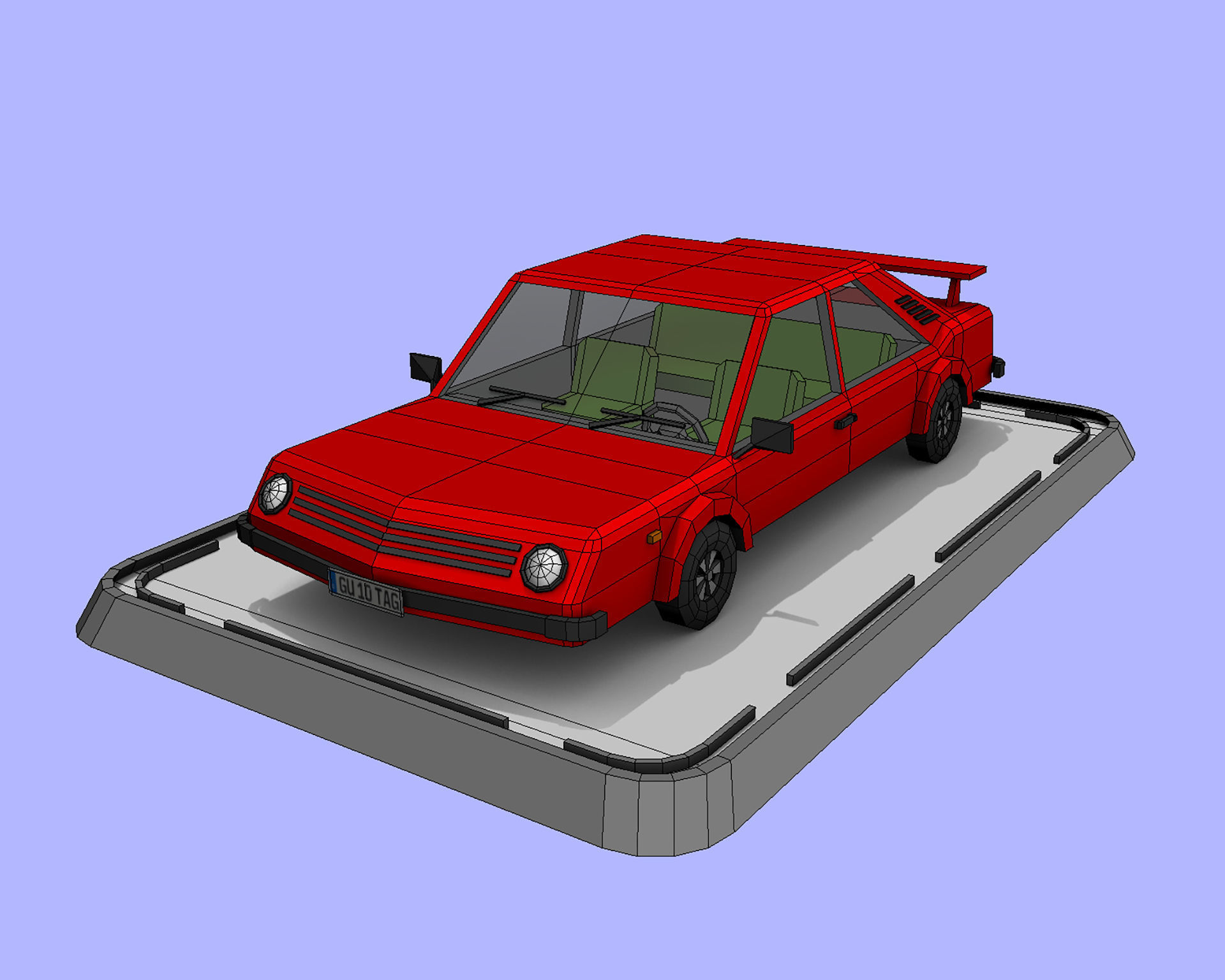 7 Cartoon Low Poly Cars Set Low-poly 3D model_16
