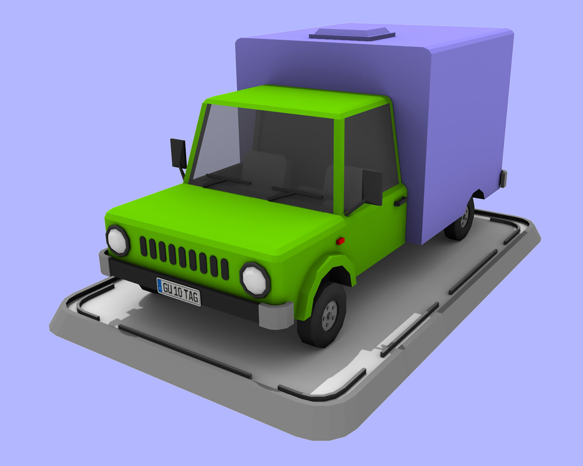 7 Cartoon Low Poly Cars Set Low-poly 3D model_17