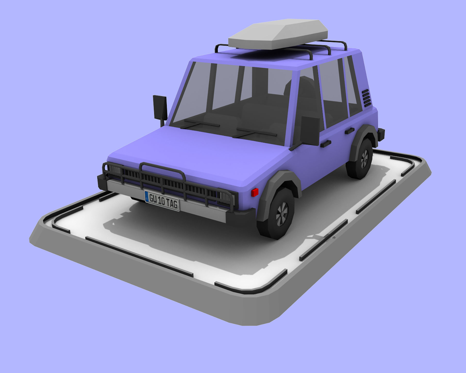 7 Cartoon Low Poly Cars Set Low-poly 3D model_11