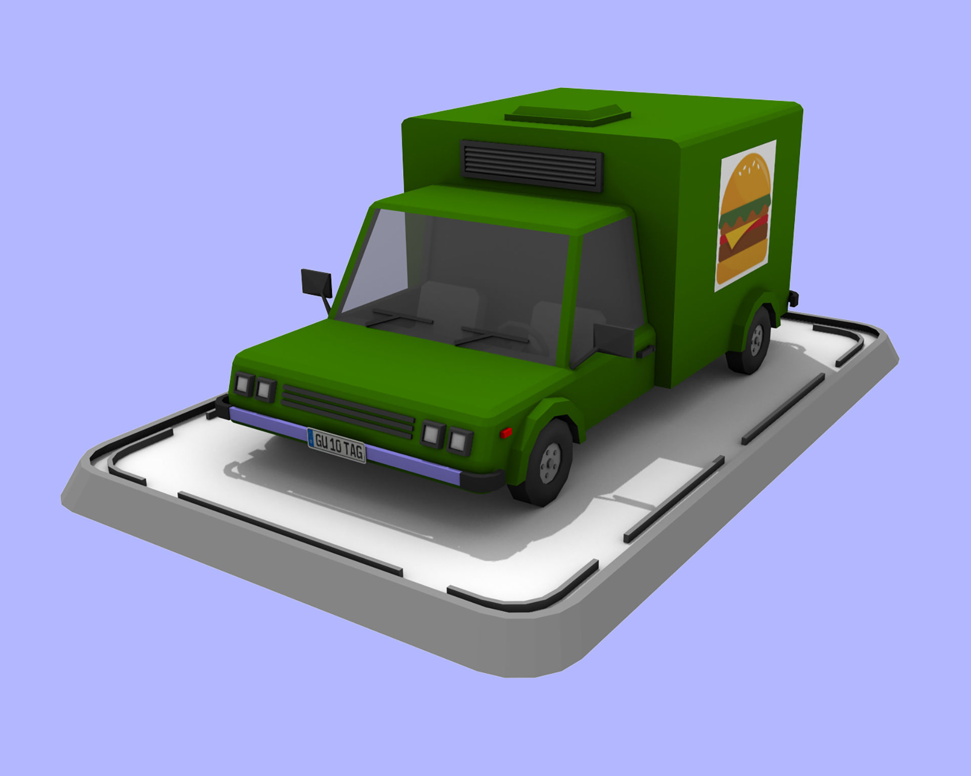 7 Cartoon Low Poly Cars Set Low-poly 3D model_9