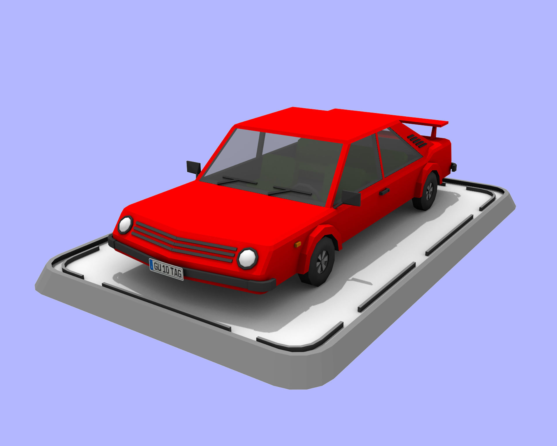 7 Cartoon Low Poly Cars Set Low-poly 3D model_15