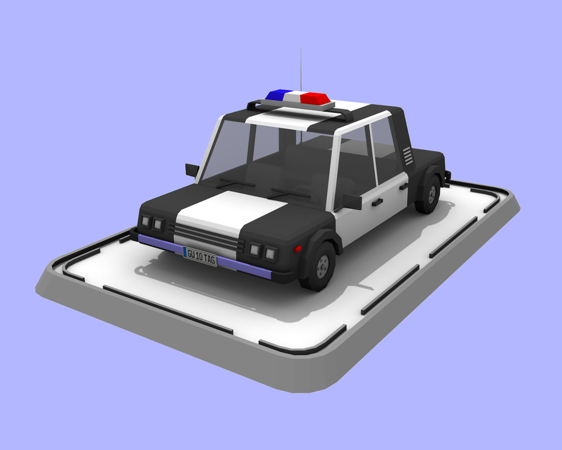7 Cartoon Low Poly Cars Set Low-poly 3D model_13