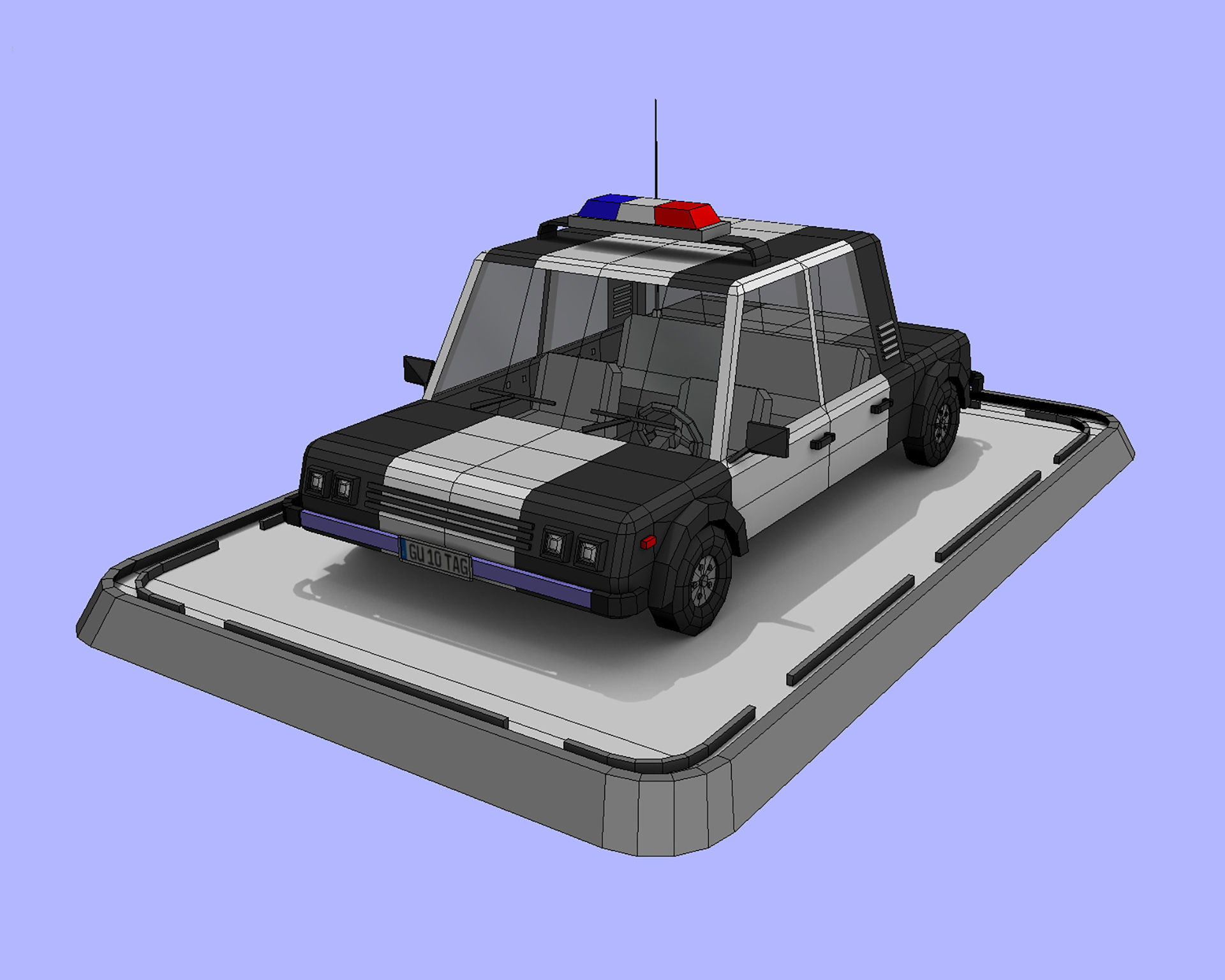7 Cartoon Low Poly Cars Set Low-poly 3D model_14