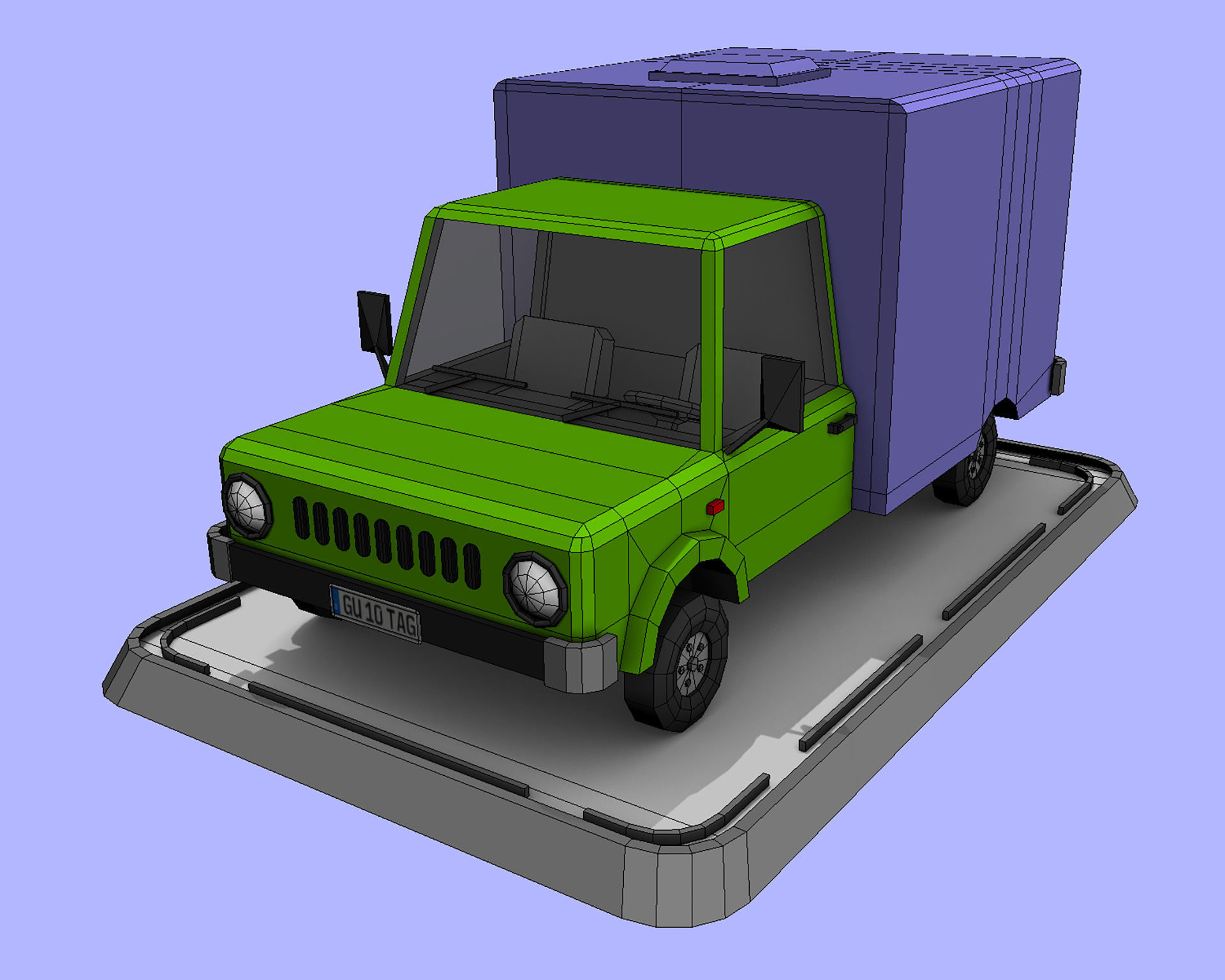 7 Cartoon Low Poly Cars Set Low-poly 3D model_18