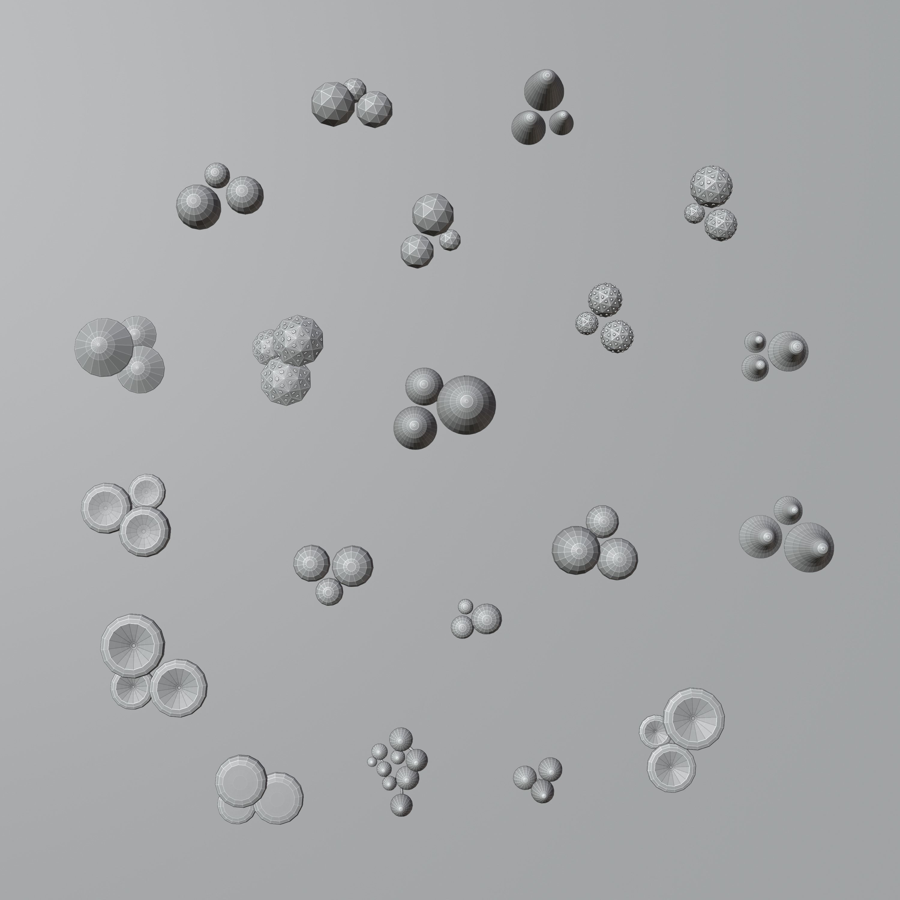 Set of stylized low-poly mushrooms Low-poly 3D model_5