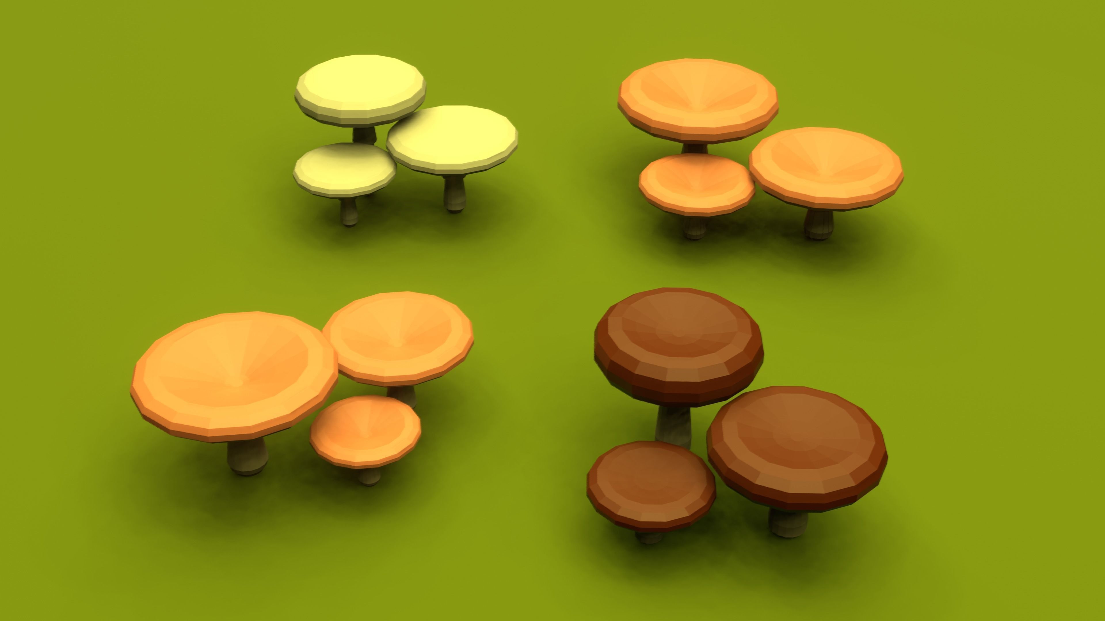 Set of stylized low-poly mushrooms Low-poly 3D model_11