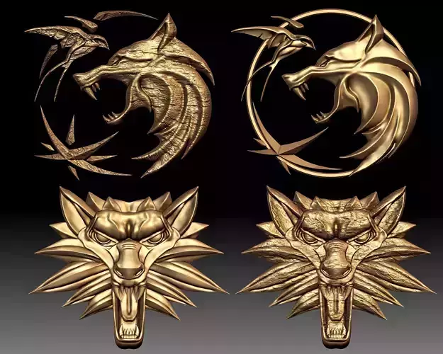 Witcher Symbols low relief for CNC router or 3D printer