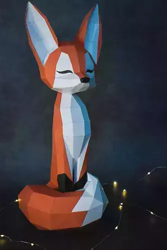 Fox papercraft DIY PDF pepakura origami template low poly