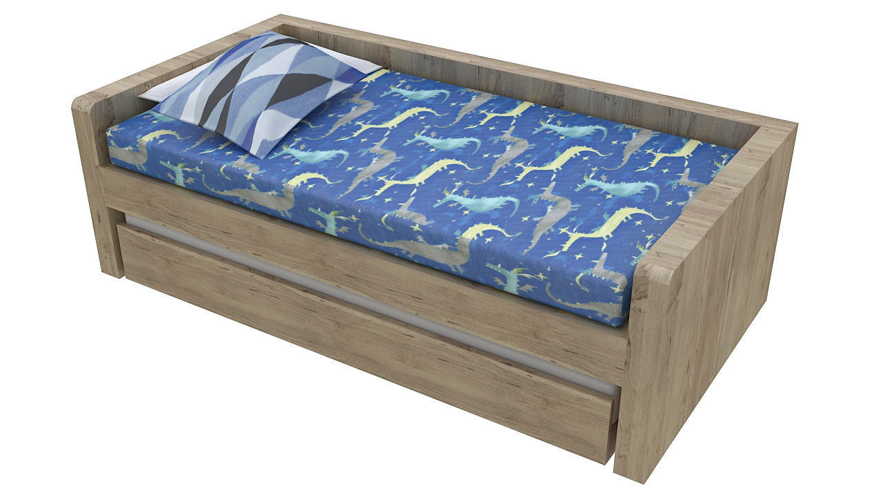 kids bed with underbed 3D model_1